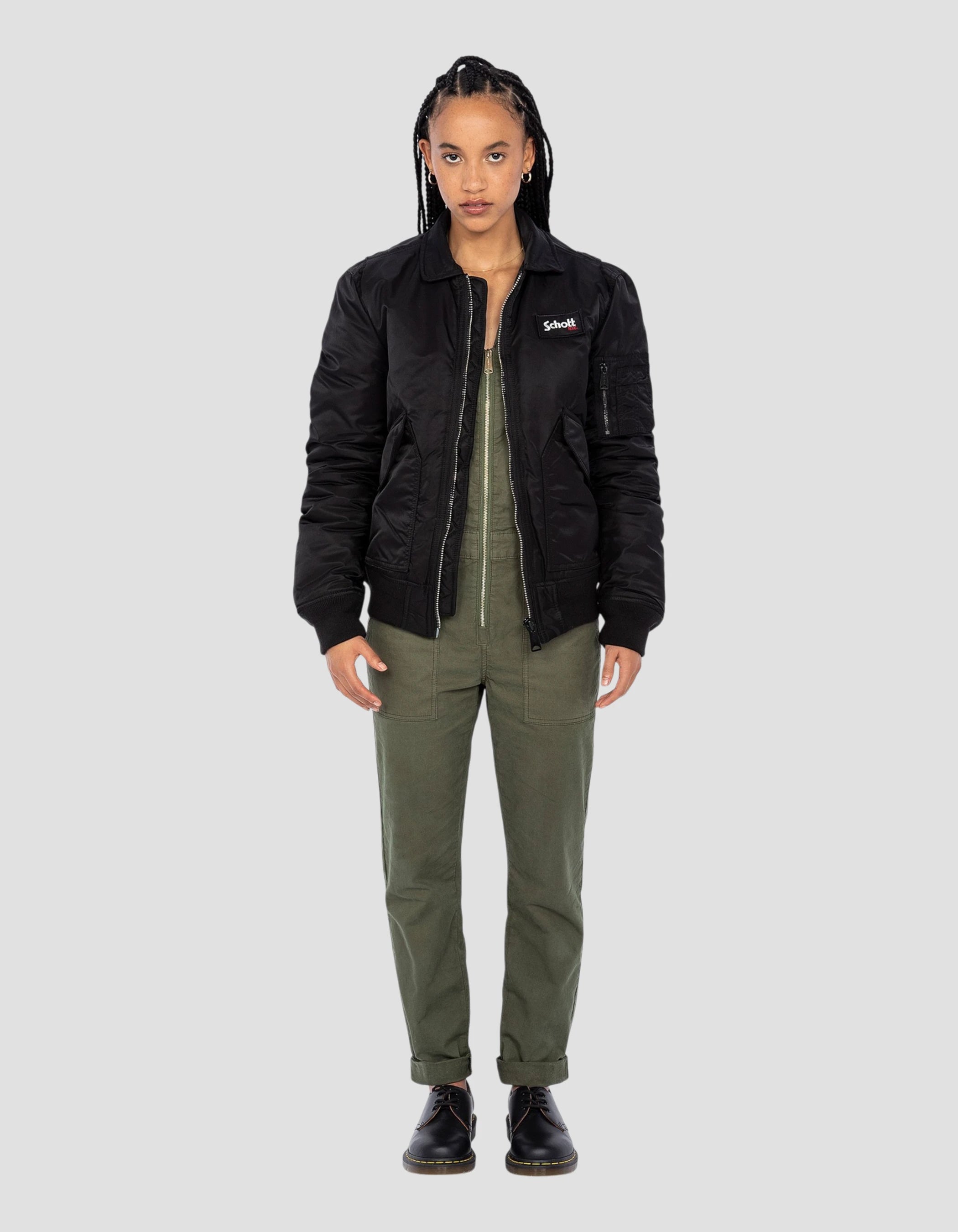 Bomber CWU black in recycled nylon, fitted cut - 210100Wrs