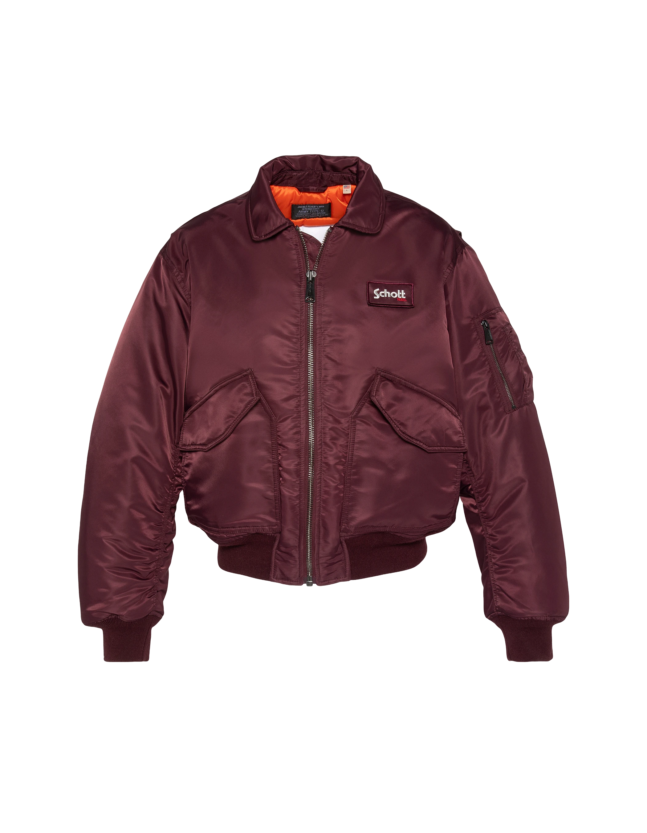 Bomber CWU 90's dark bordeaux in recycled nylon, oversize, large
