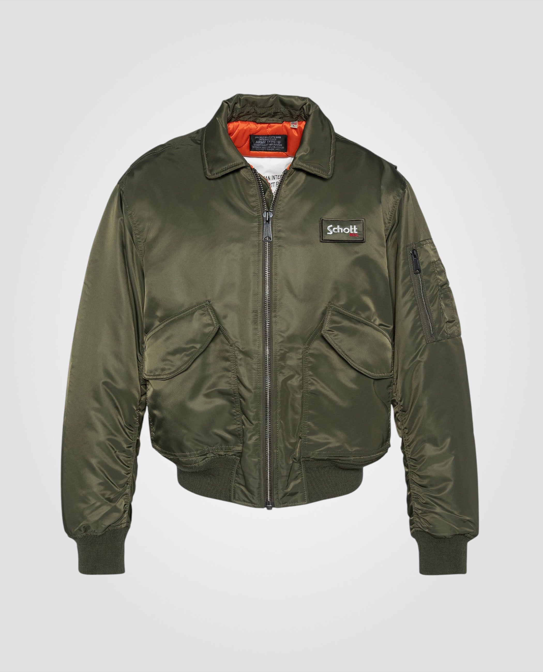 Bomber CWU 90's Army Khaki in recycled nylon, Oversize cut, large