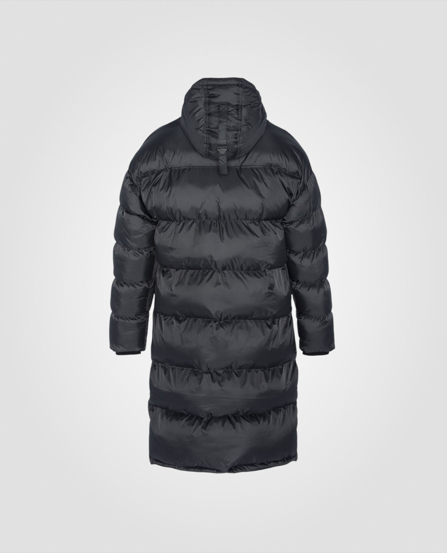 Doudoune anthracite extra longue à capuche, grande taille