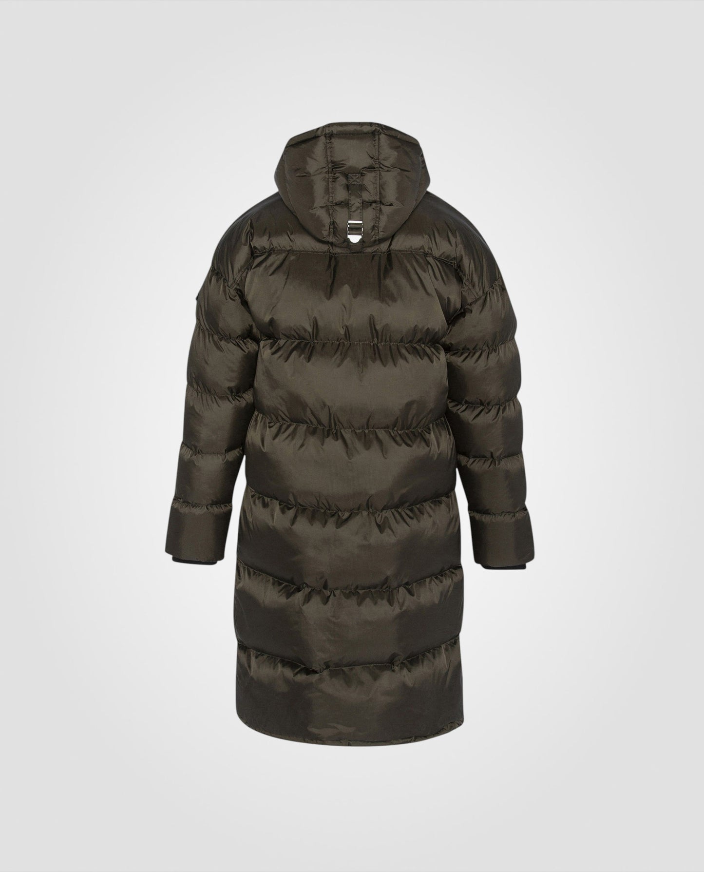 Extra lange Kapuze -Khaki -Down -Jacke, große Größe