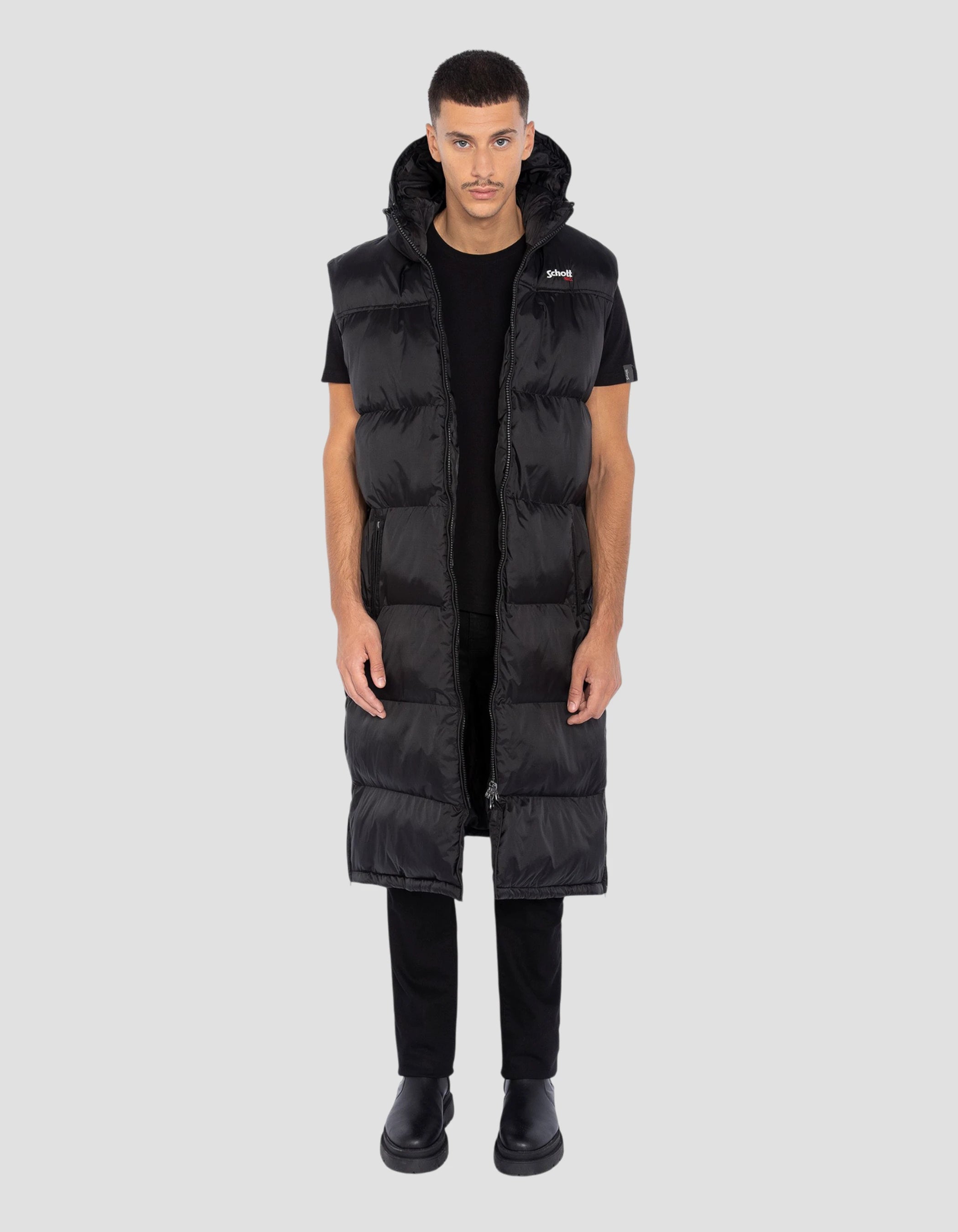 Extra long black jacket with sleeveless hood - 2190MAXV | Schott NYC®