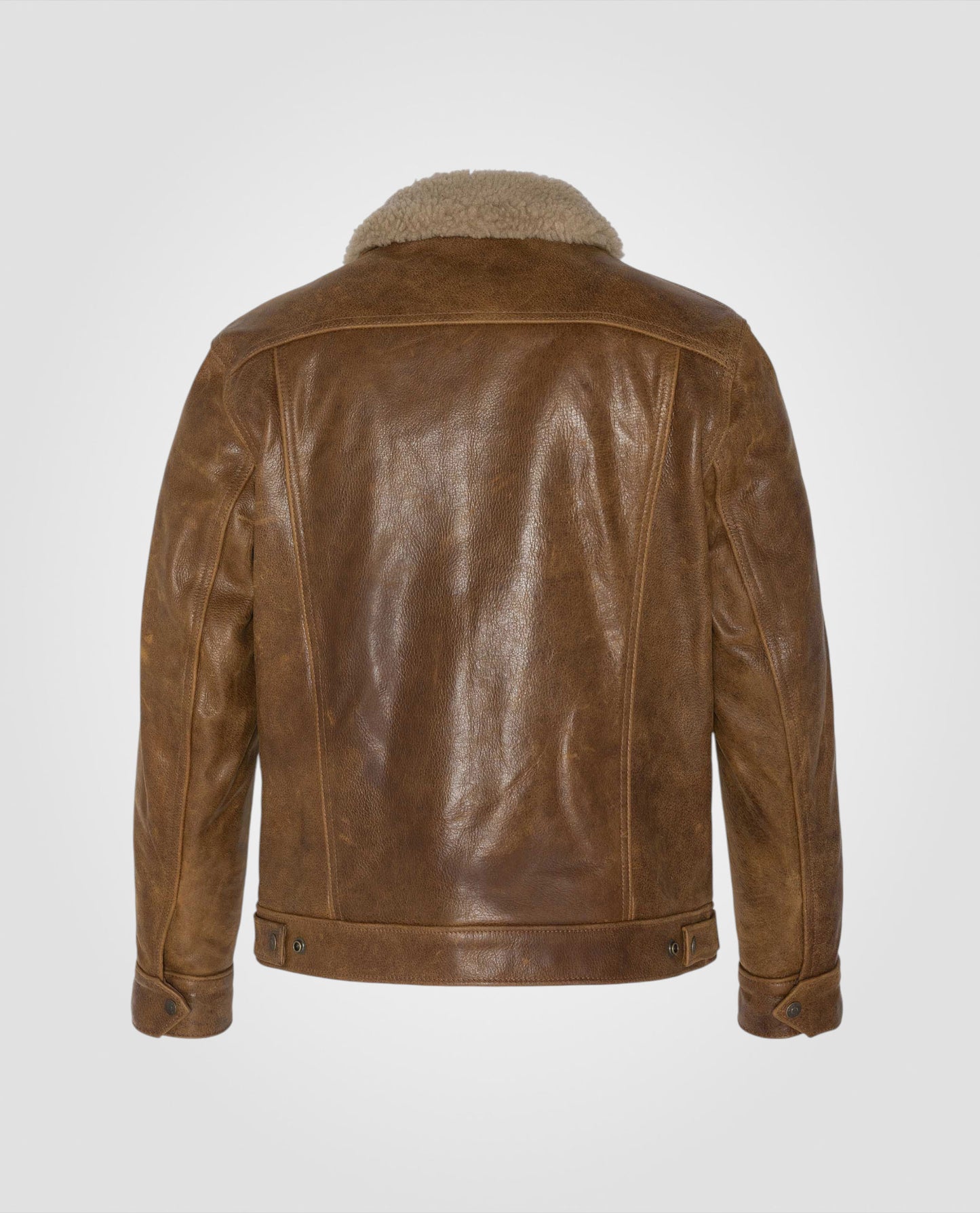 Veste trucker col mouton mythique USA, cuir de buffle