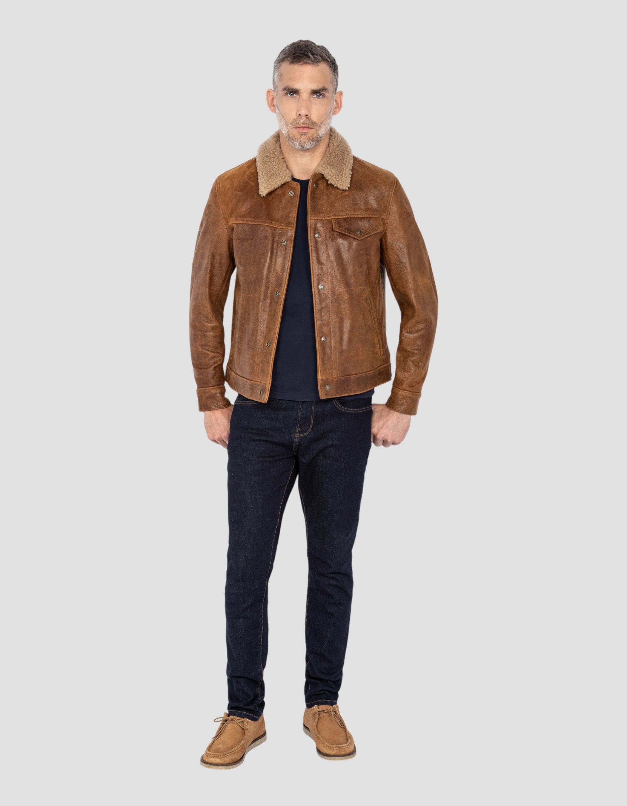 Giacca da uomo Sherpa foderata in pile giacca camionista cappotto invernale collo di montone slim fit caldo giacca antivento cappotto, cachi, XXXL Giacca da uomo Sherpa foderata in pile giacca camionista cappotto invernale collo di montone slim fit caldo giacca antivento cappotto, cachi, XXXL
