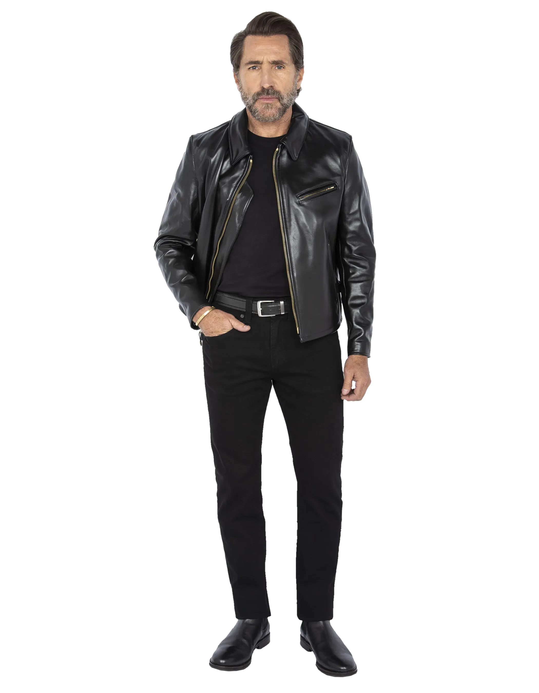 Mythical black USA black biker jacket, horse leather 689h