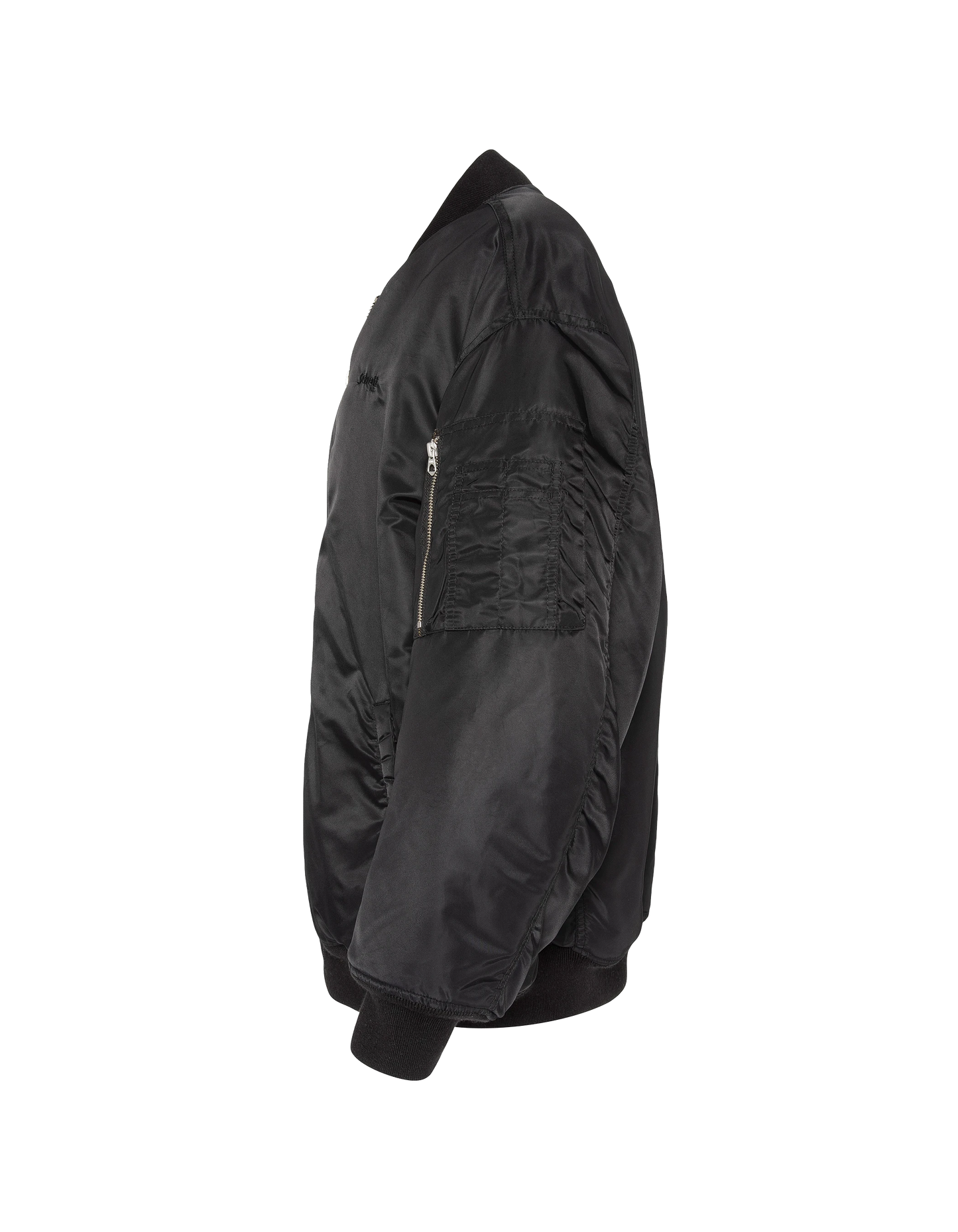 Bomber Typ MA-1 langer schwarzer, übersiegter Schnitt