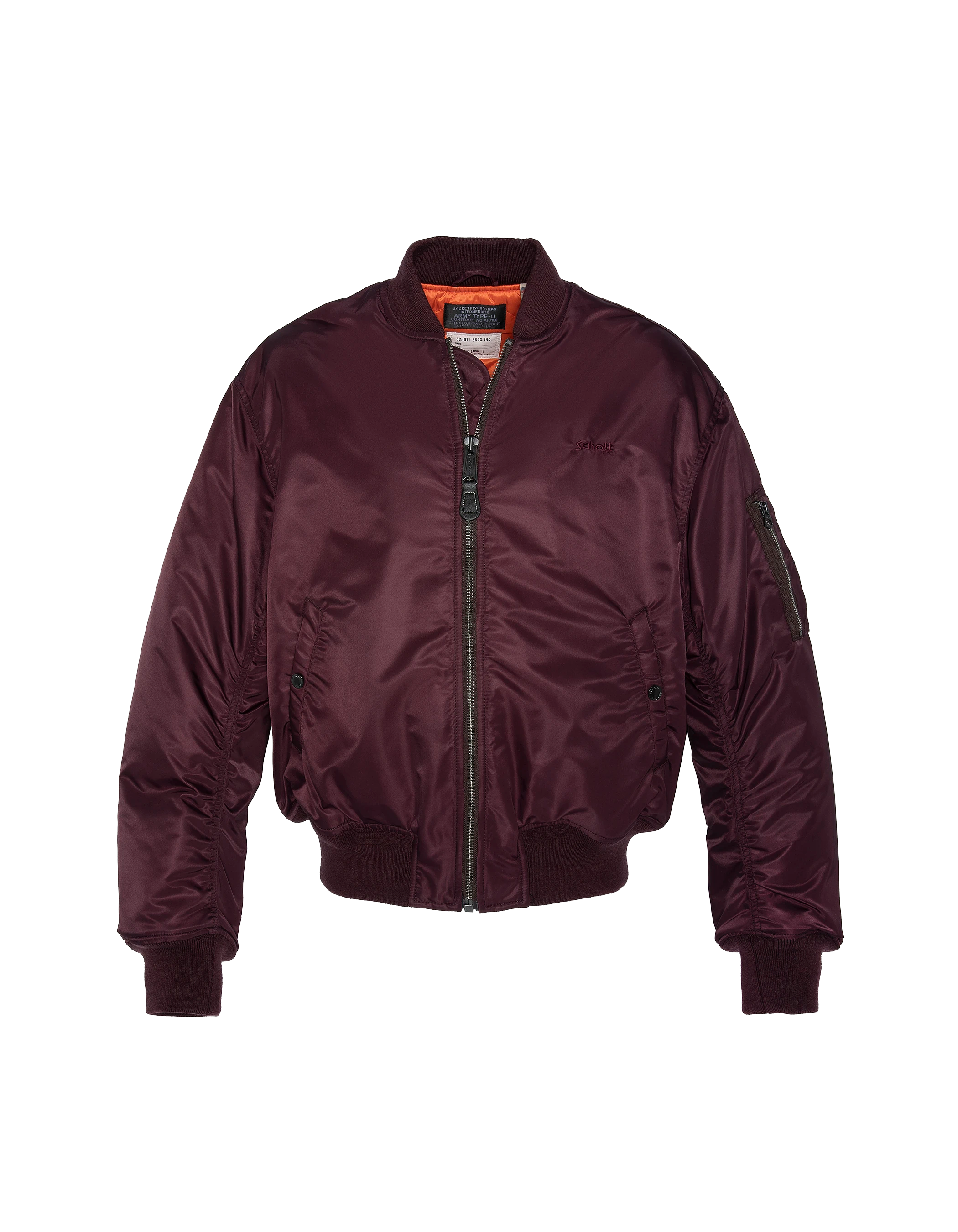 Bomber ma -1 90's dark bordeaux in recycled nylon, oversized cut