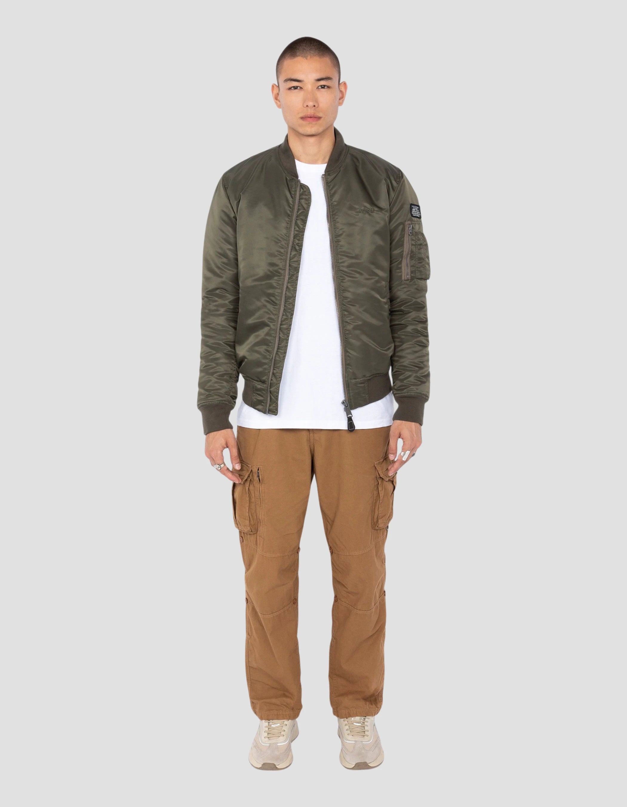 Bomber Ma -1 Army Khaki in recycled nylon, fitted cut - Airforcers Bomber Ma -1 Army Khaki in recycled nylon, fitted cut - Airforcers