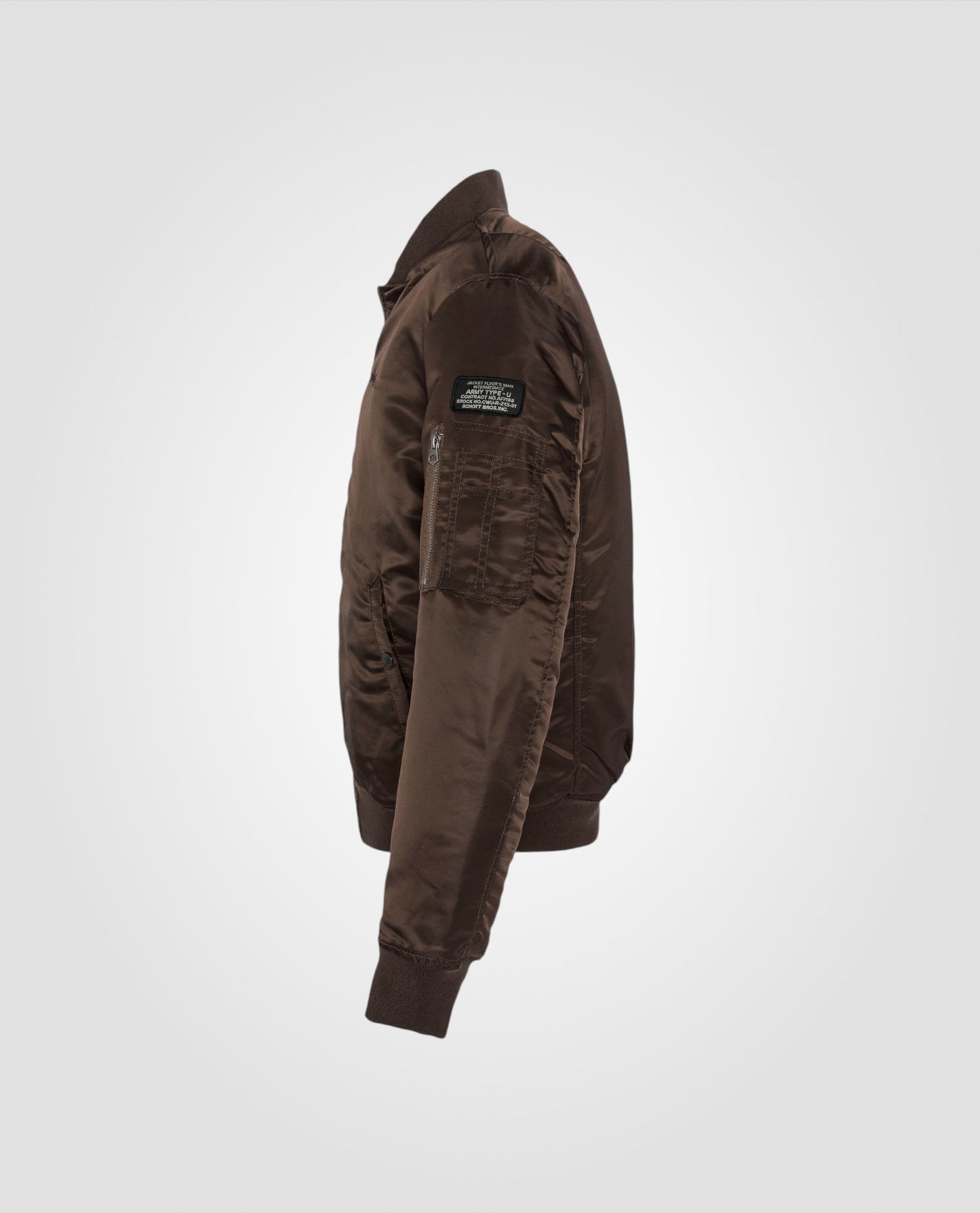Bomber ma-1 dark brown in recycled nylon, adjusted cut