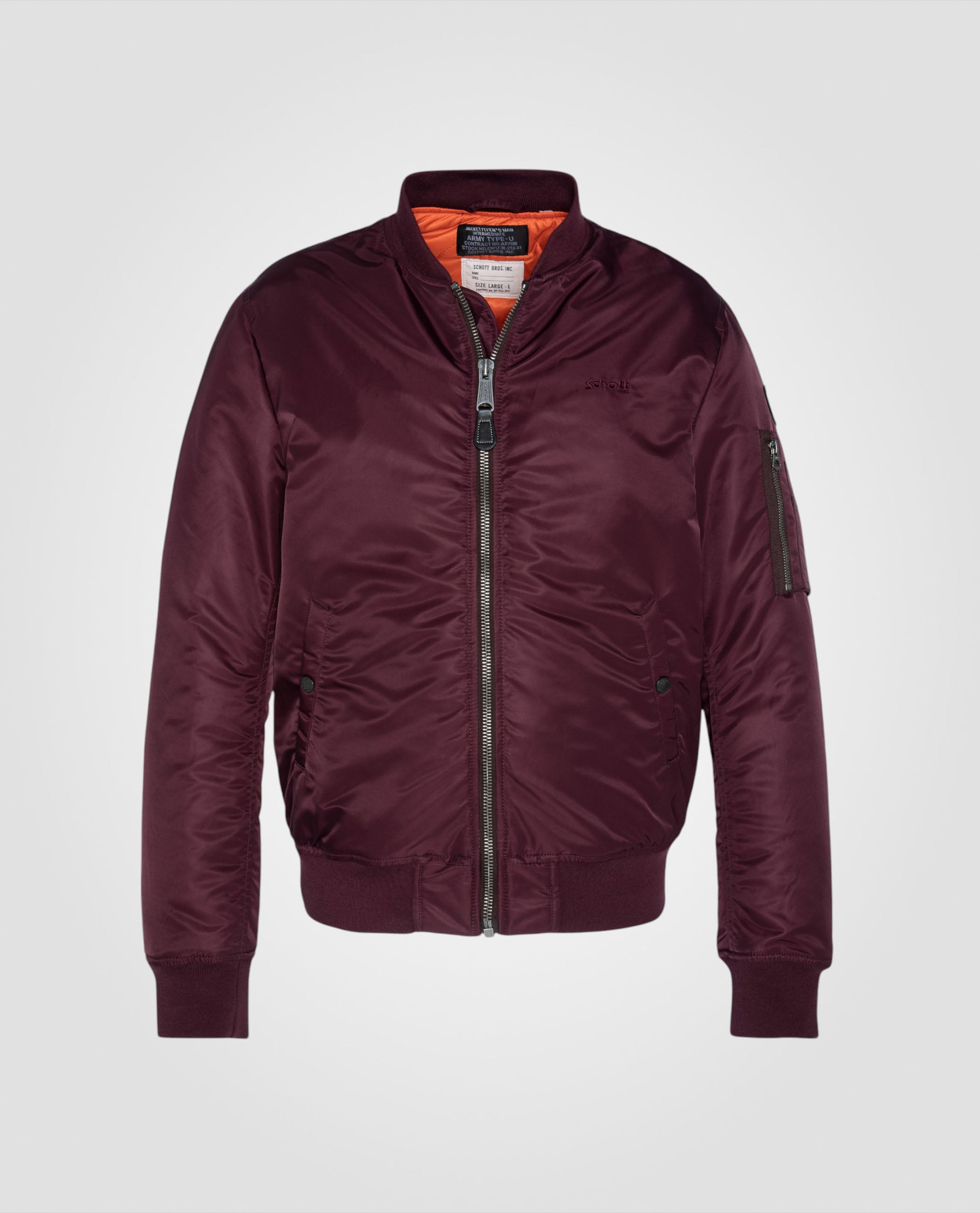 Bomber Ma -1 Dark Bordeaux in recycled nylon, fitted cut