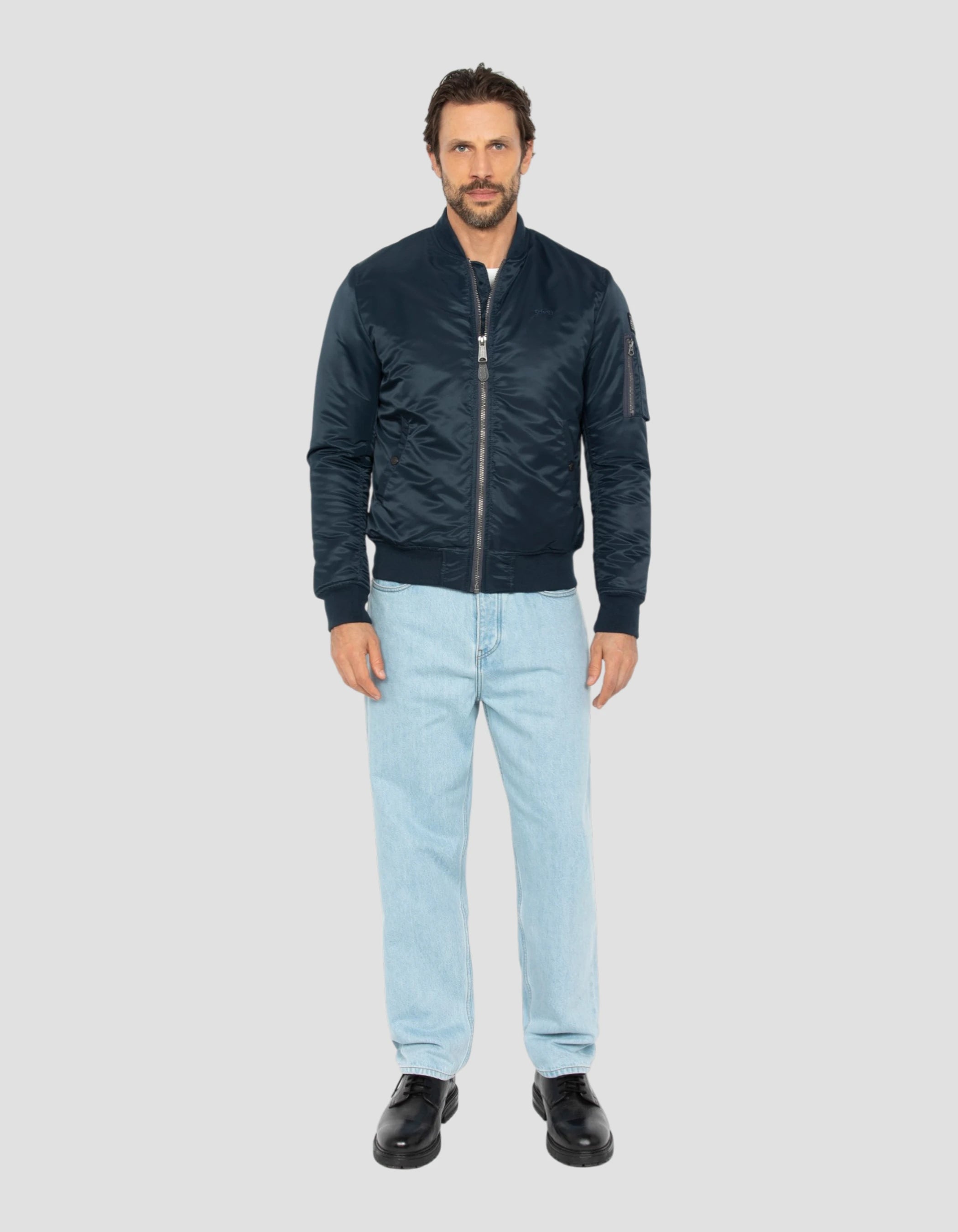 schott MA-1 ブルゾン NAVY Bomber ma -1 navy blue in recycled nylon, fitted cut - airforcers