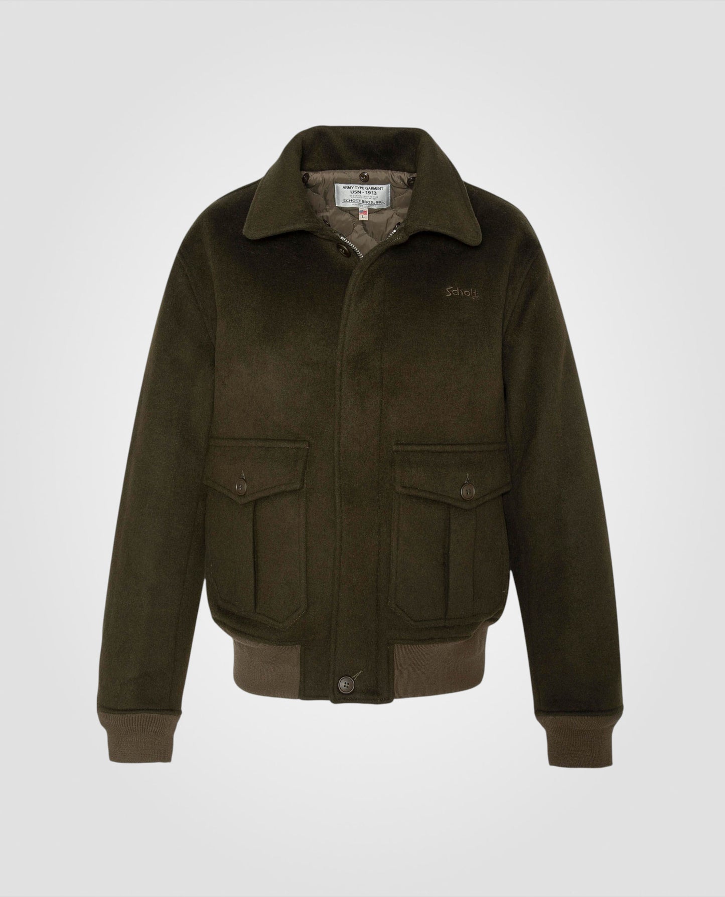 Blouson pilote kaki en laine mélangée