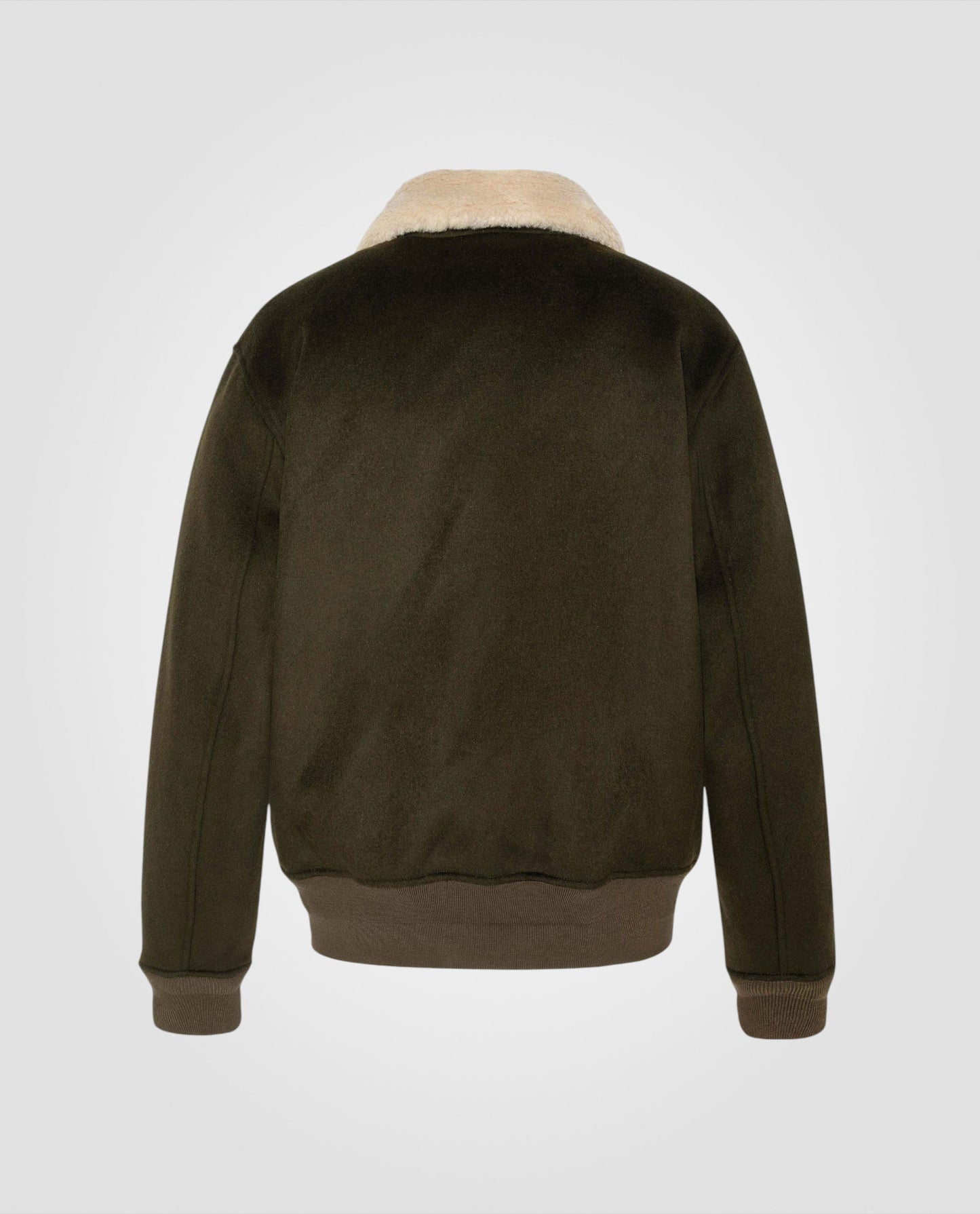 Blouson pilote kaki en laine mélangée