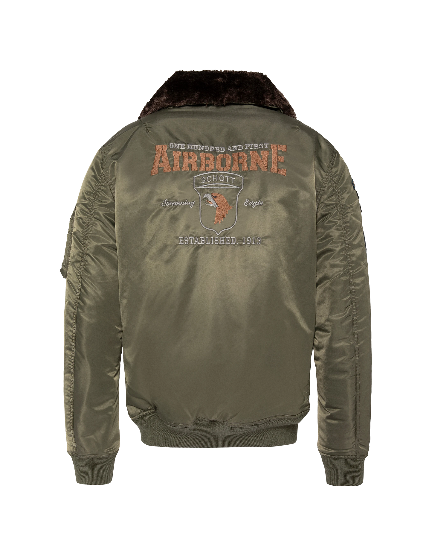 Khakifarbene Pilotenjacke mit Armeeabzeichen