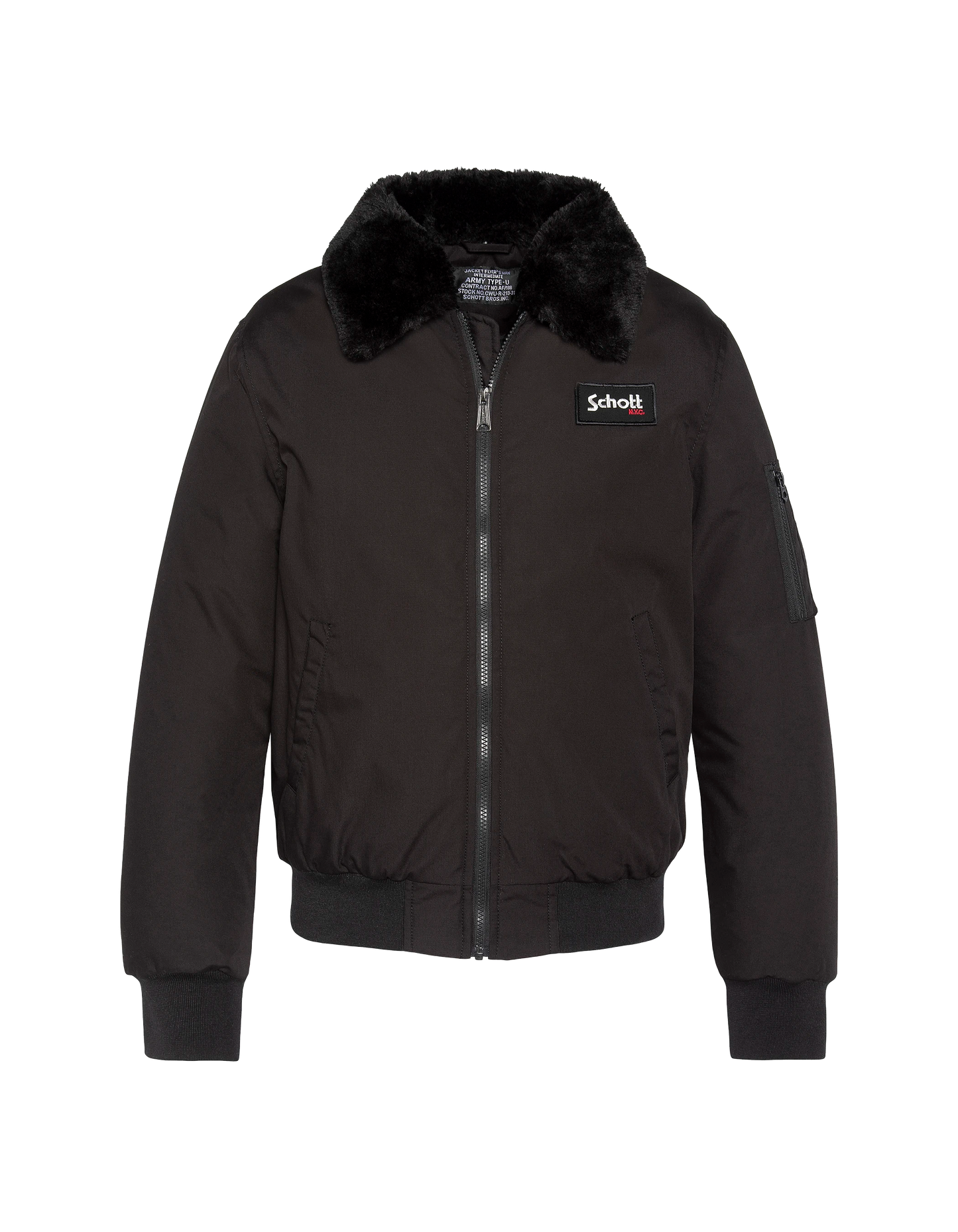 Giacca nera con collare rimovibile in pelliccia