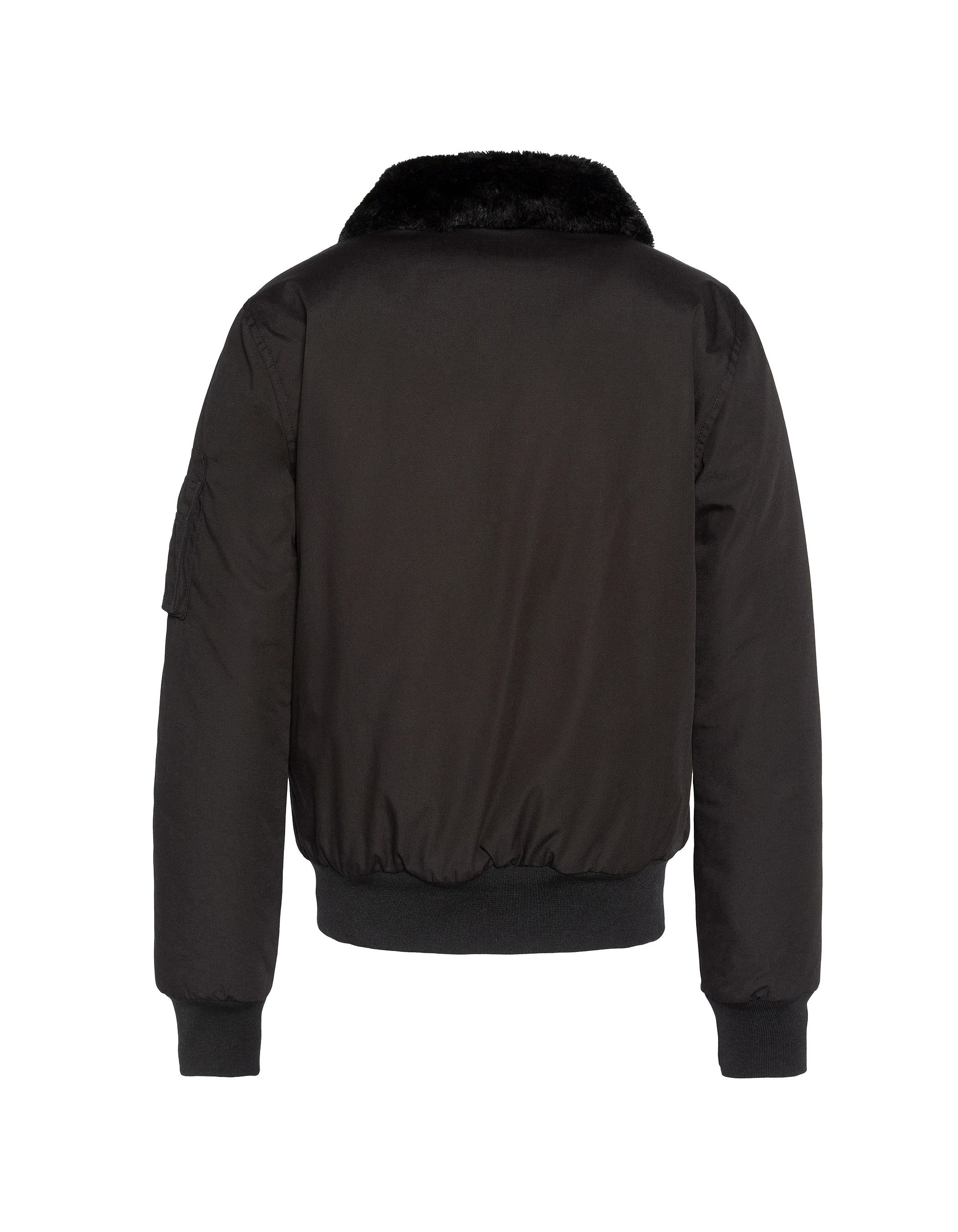 Giacca nera con collare rimovibile in pelliccia-7