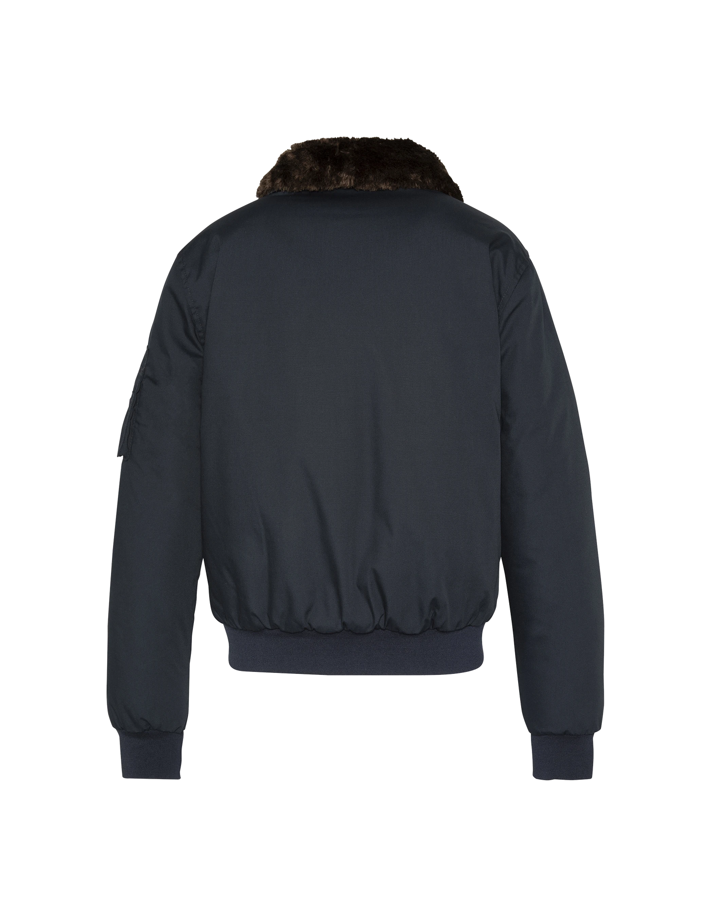 Giacca blu navy con collare in finta pelliccia rimovibile