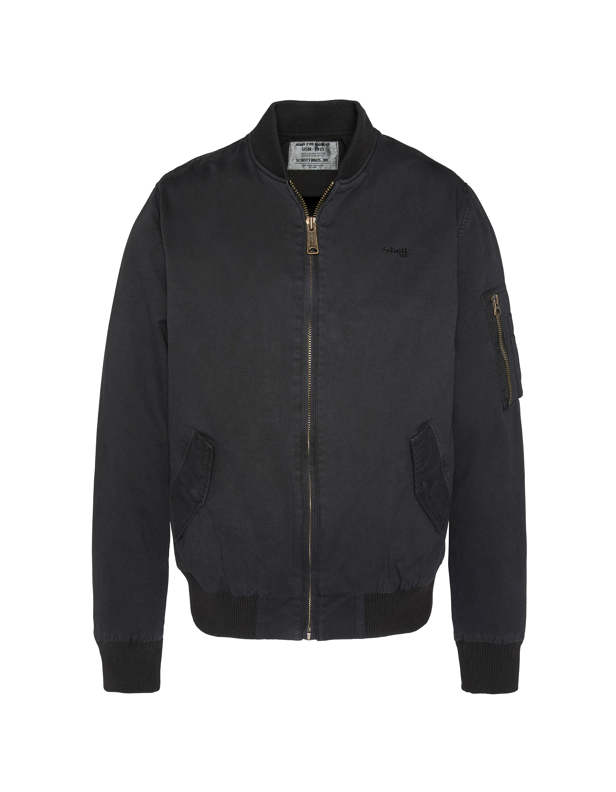 Bomber Ma -1 black, washed cotton Arcata Schott NYC®