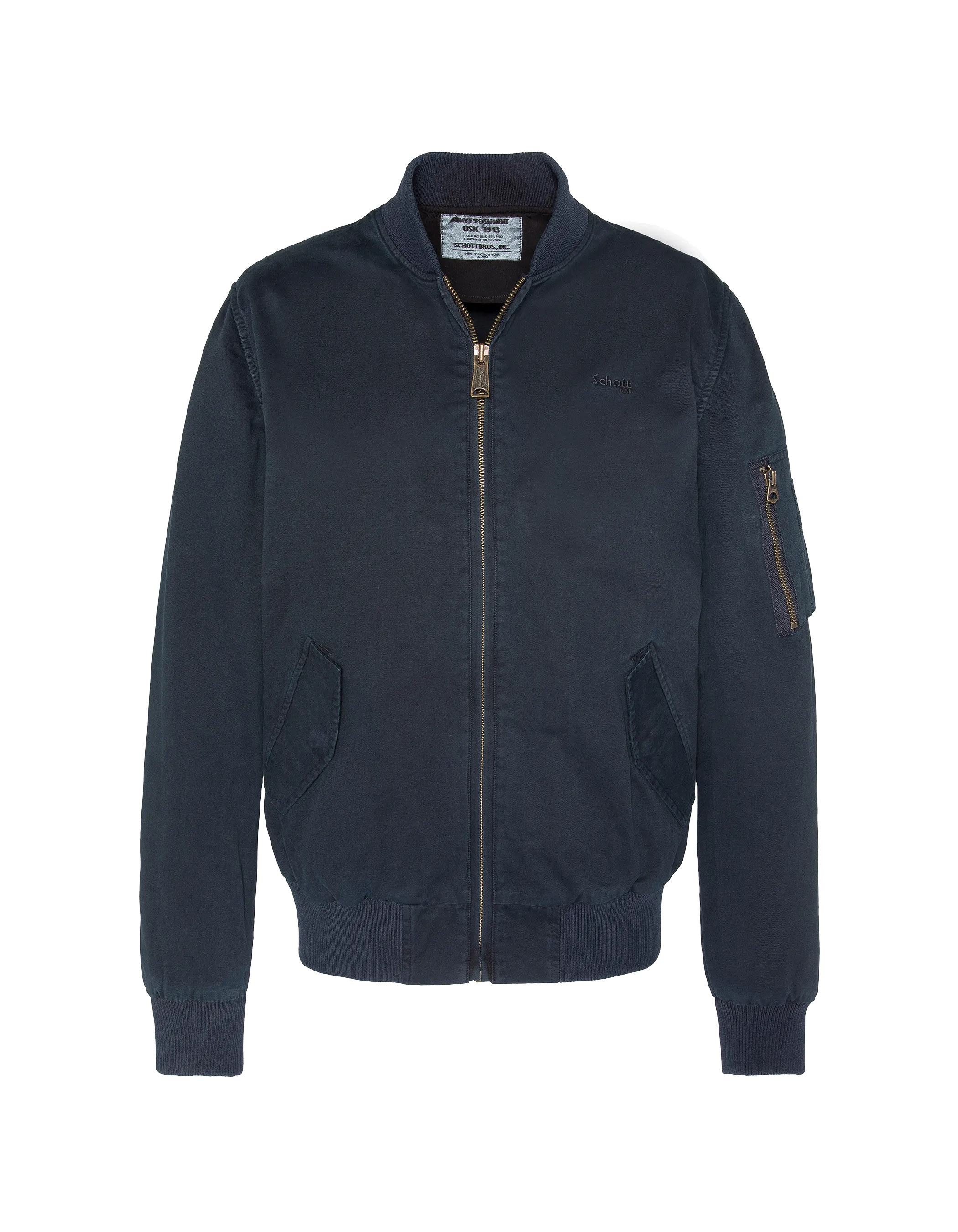 schott ヌバック スエード MA1 ボンバージャケット ネイビー Bomber ma -1 navy blue, washed cotton - arcata | Schott NYC®
