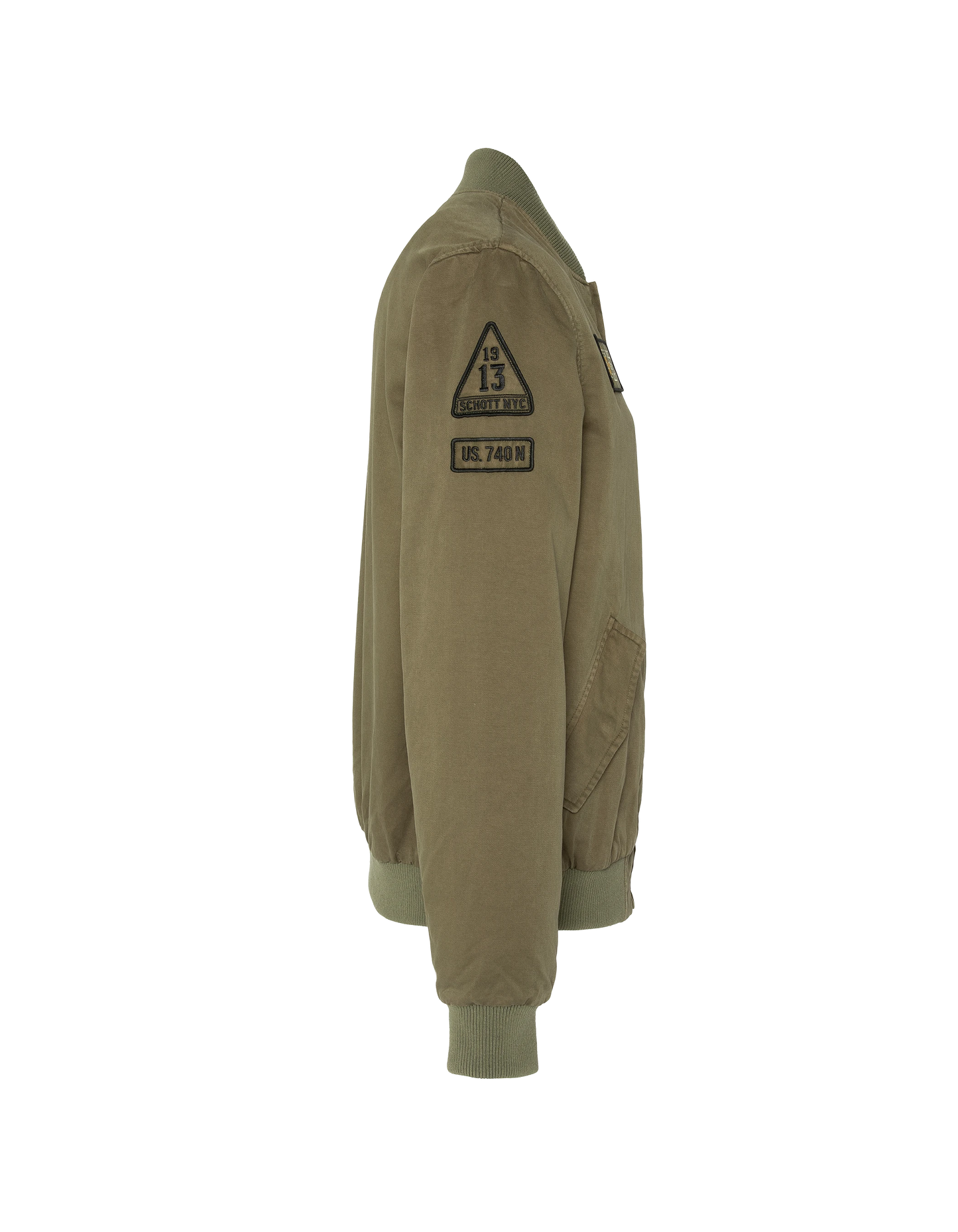 Bomber badgé kaki type MA-1 en coton lavé