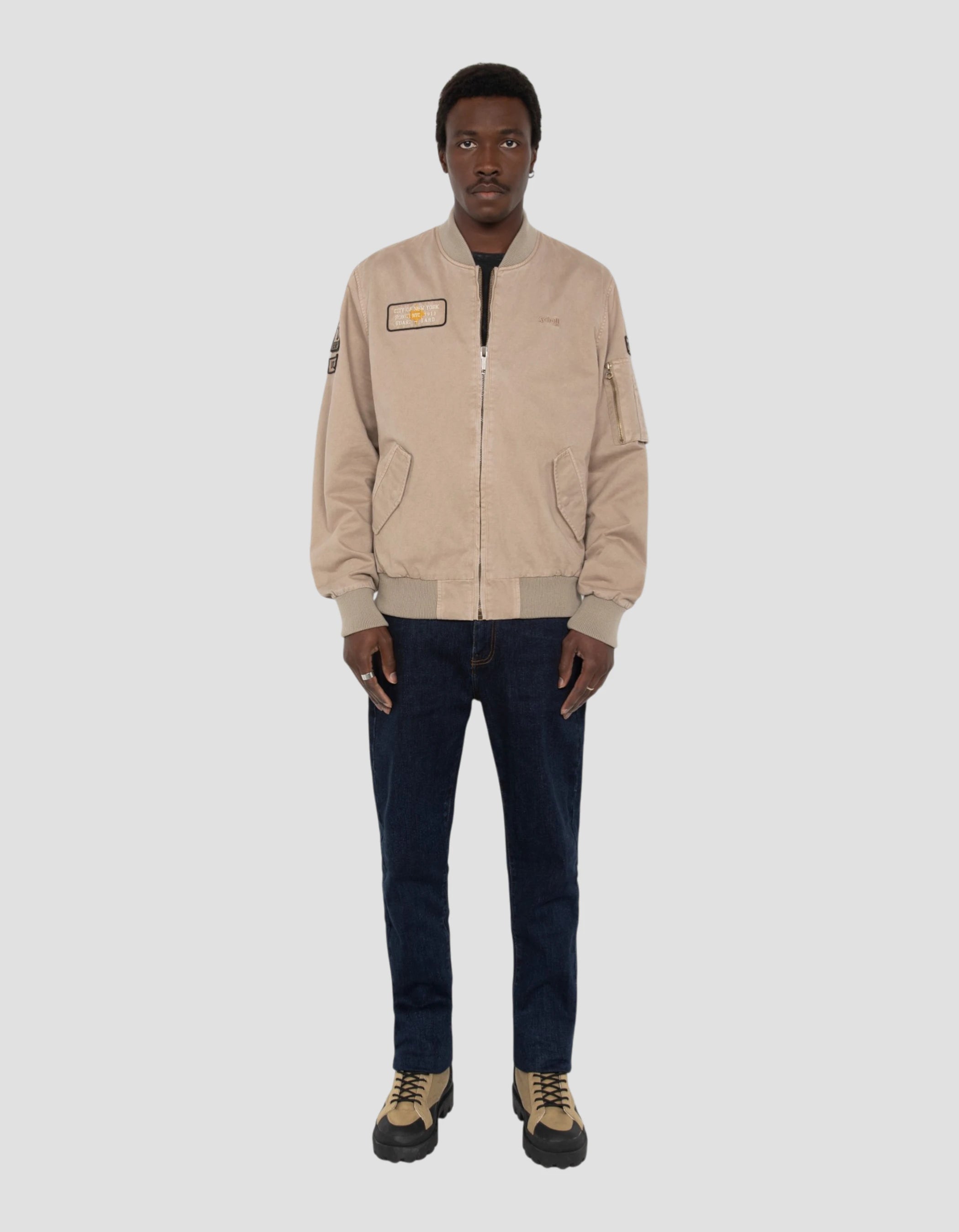 Bomber patched taupe type MA-1 in washed cotton - ARCATABD