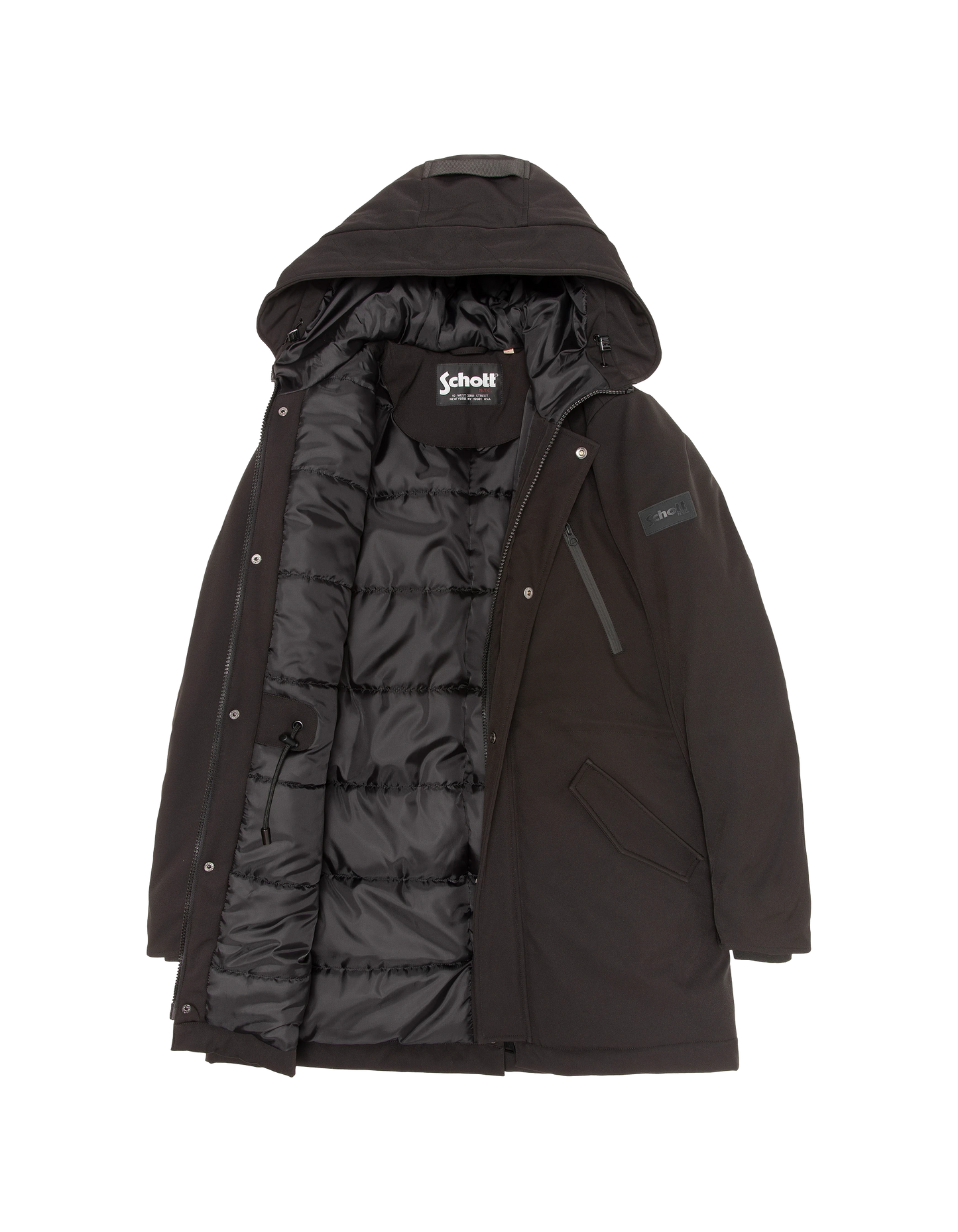 Schwarzer Parka mit Kapuze