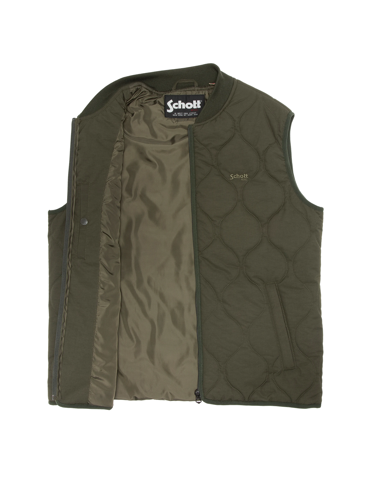 Blouson army quilté kaki foncé sans manche