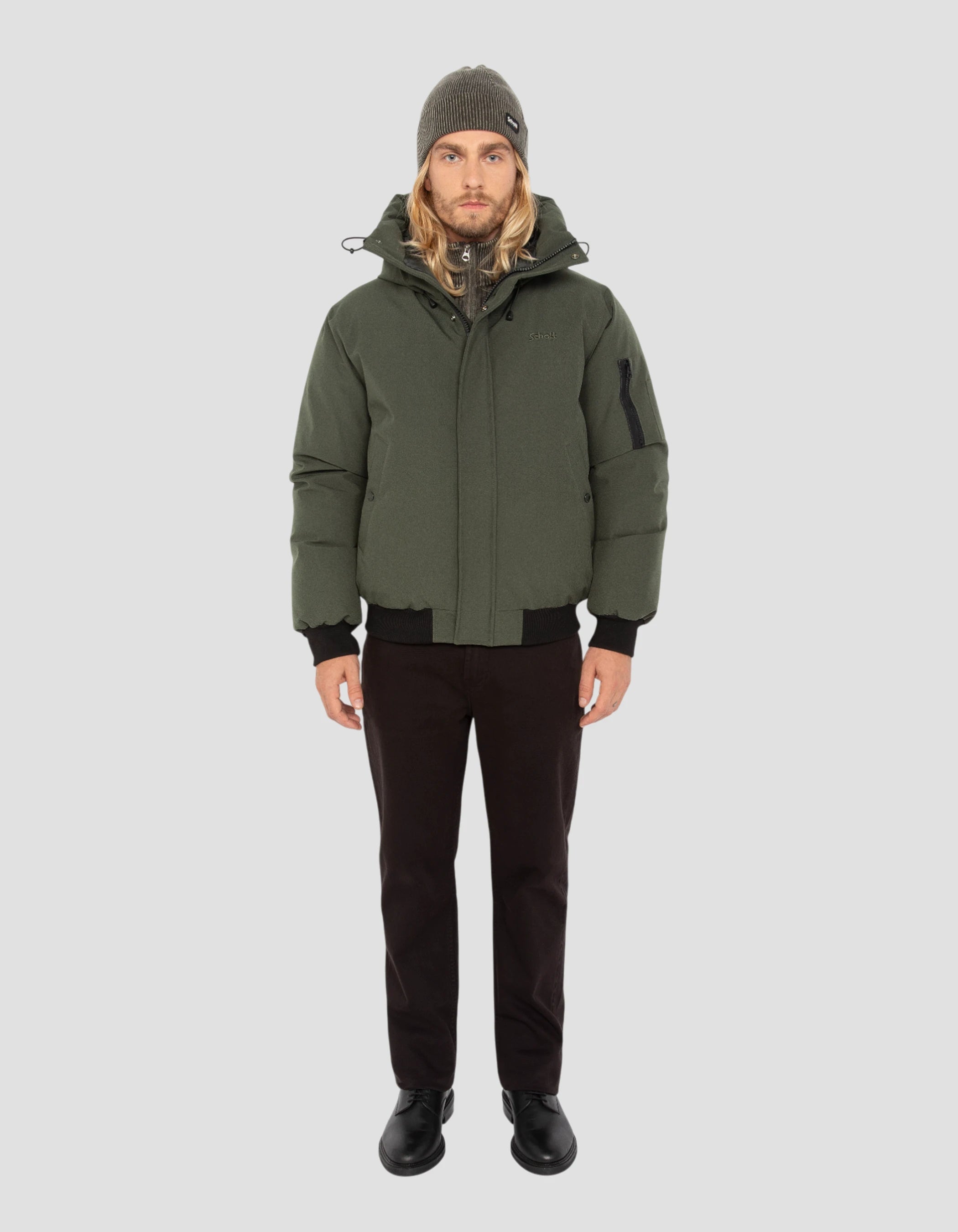 Hooded khaki jacket - Beever | Schott NYC®