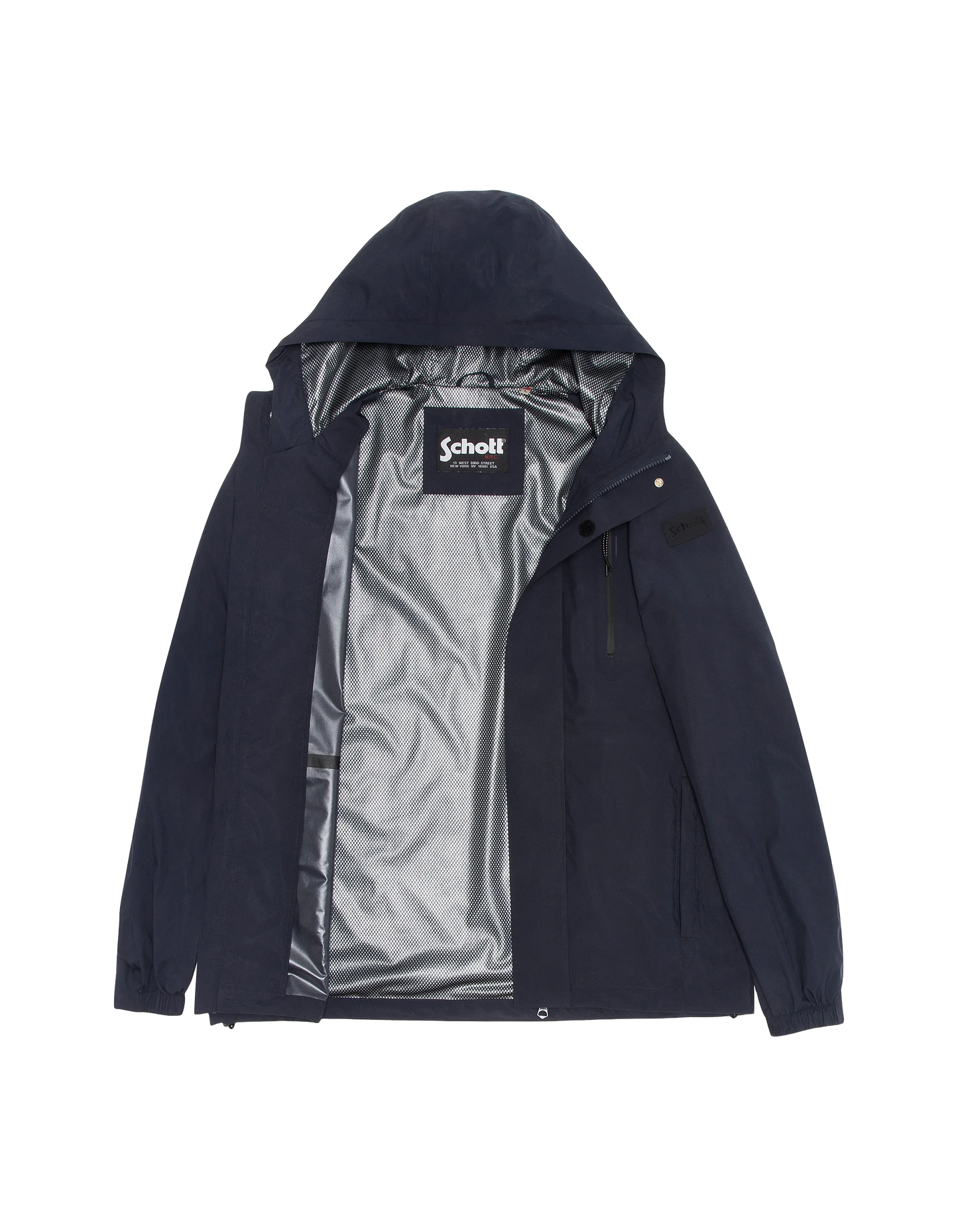 Coupe-vent bleu marine technique ultra-léger à capuche, coutures soudées