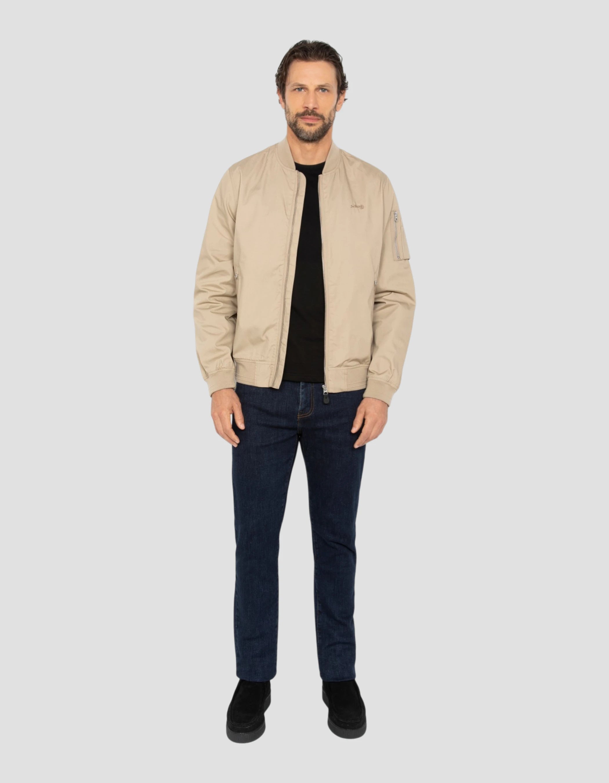 Light beige lightweight water-repellent bomber jacket - CABERS