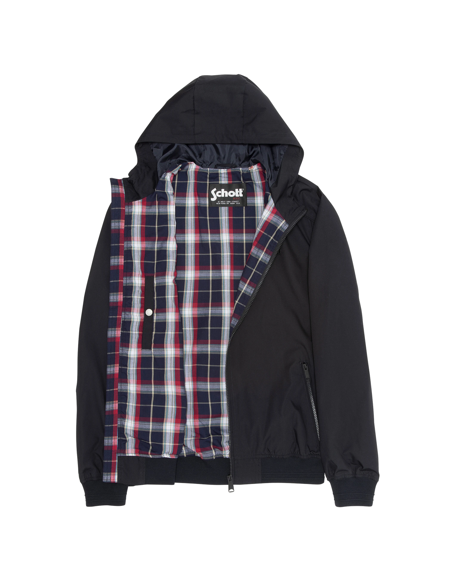 Navy blue urban jacket with water-repellent hood