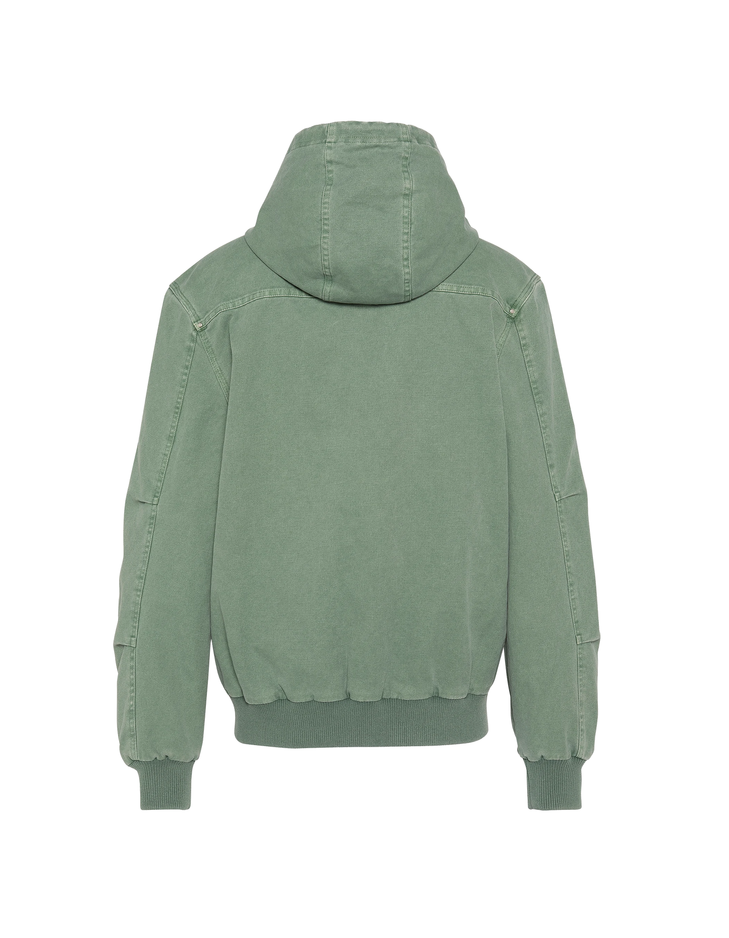 Green canvas worker jacket with hood