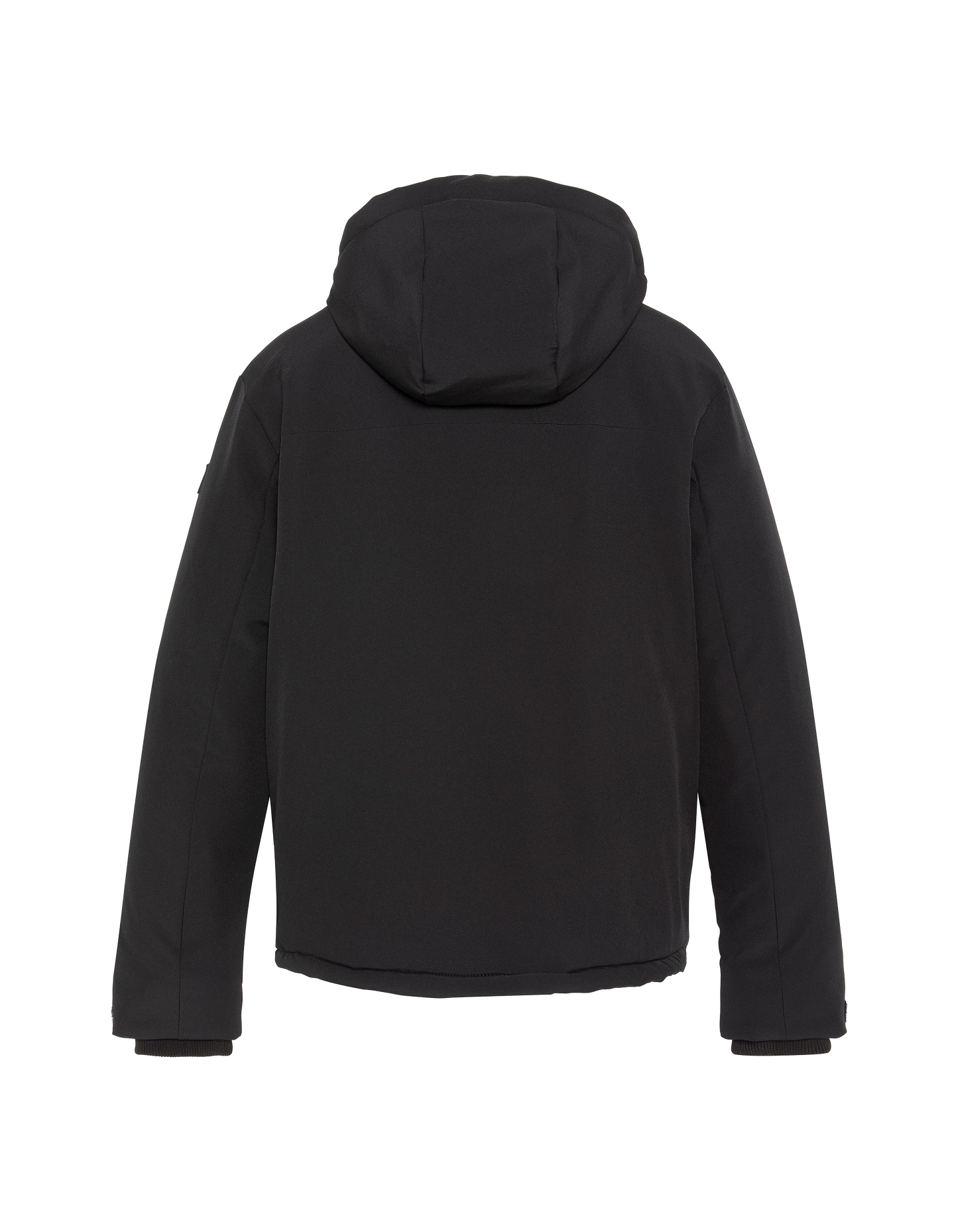 Black technical hooded short jacket