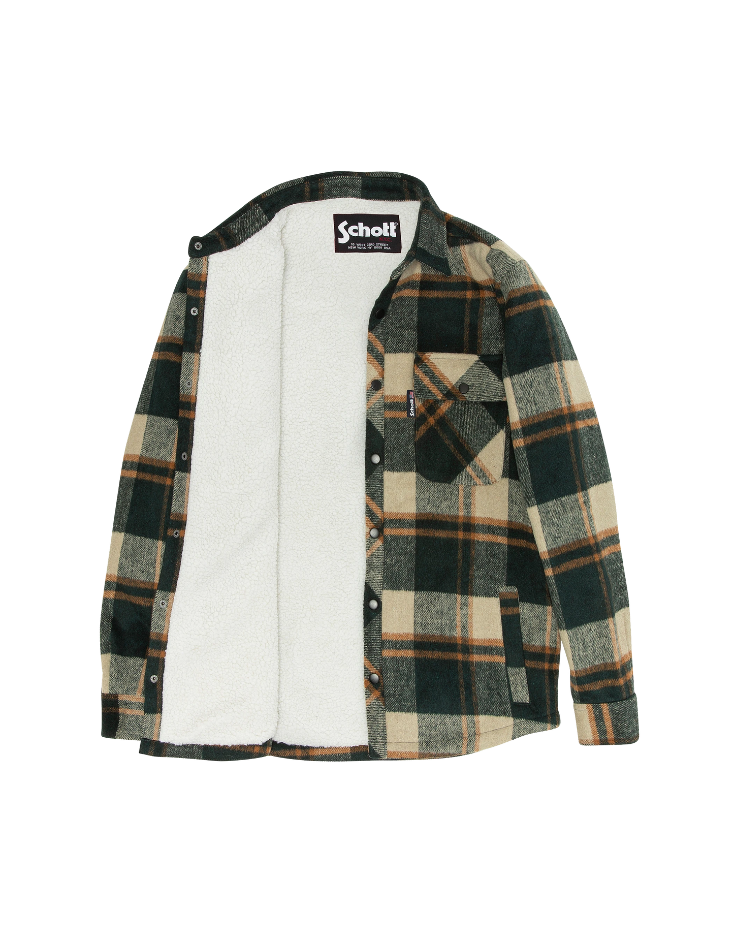 Giacca quadrata verde fiancheggiata da sherpa