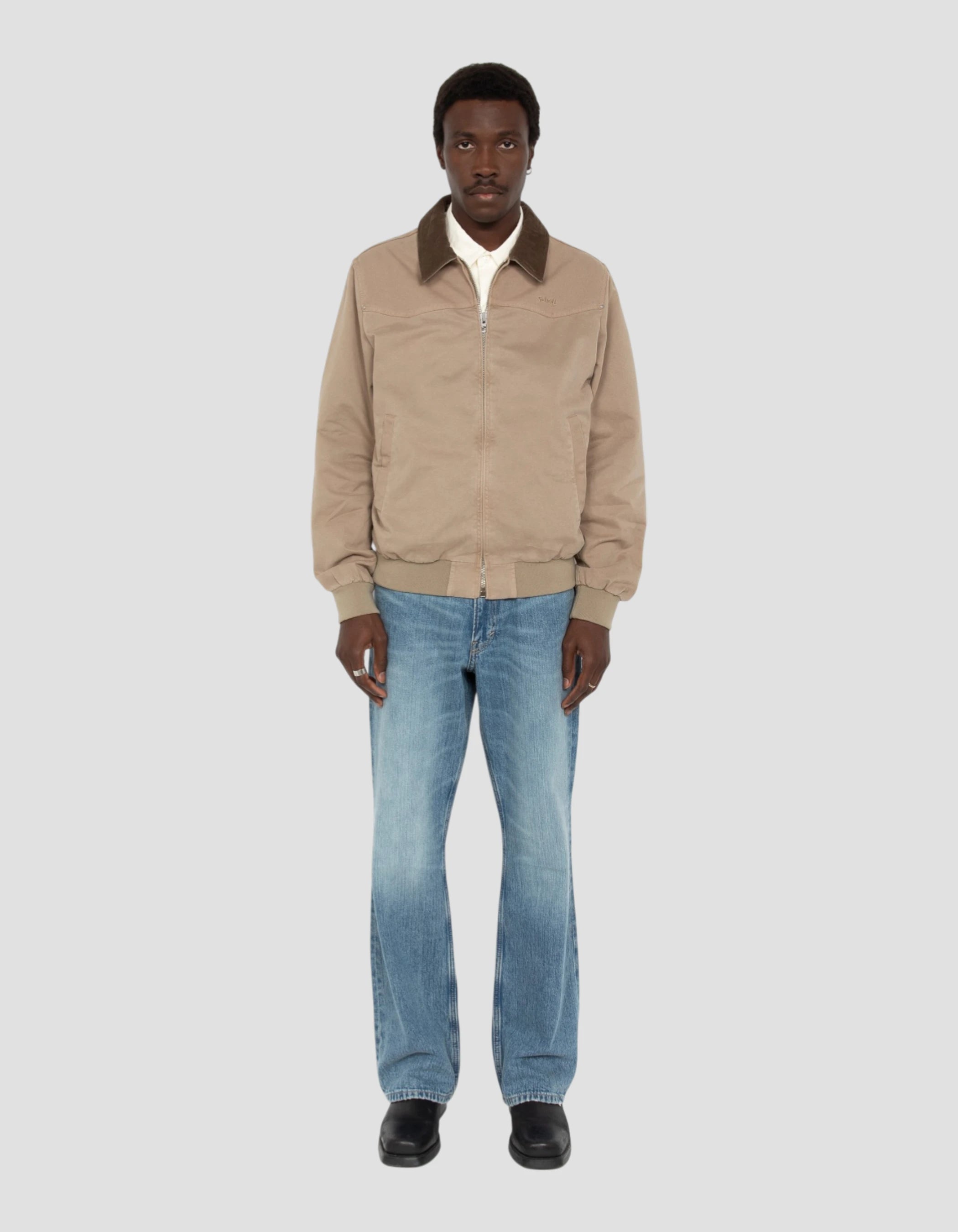 Vintage taupe jacket dual fabric -CHALK | Schott NYC®