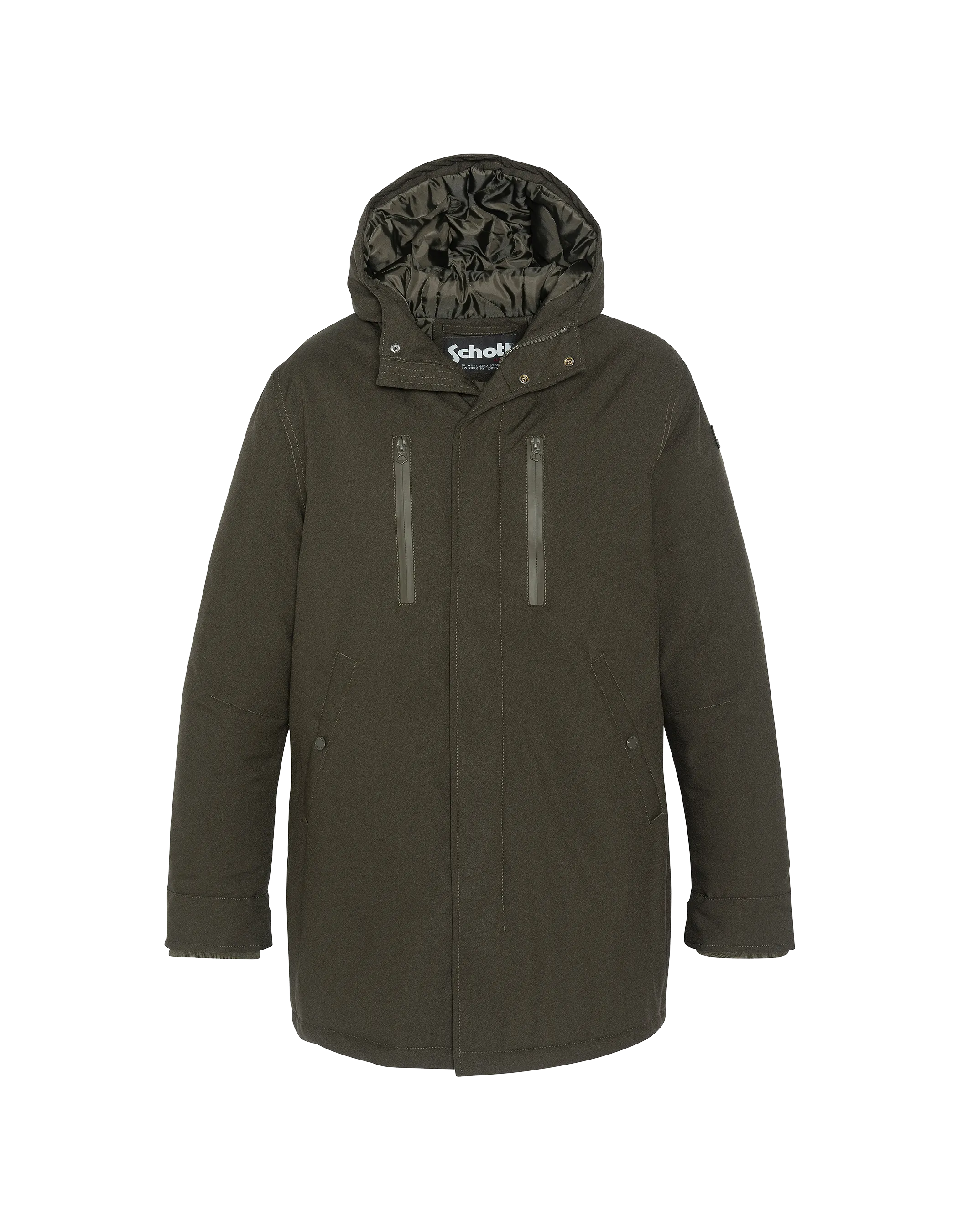 Long hooded khaki parka - Main Image