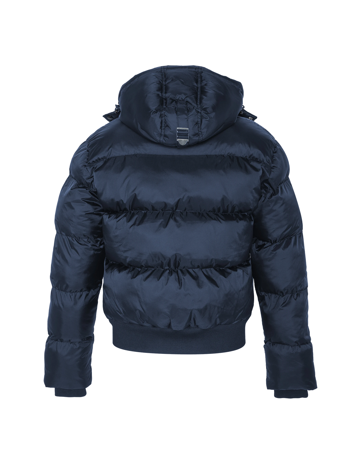 Doudoune bleu marine à capuche, coupe boxy