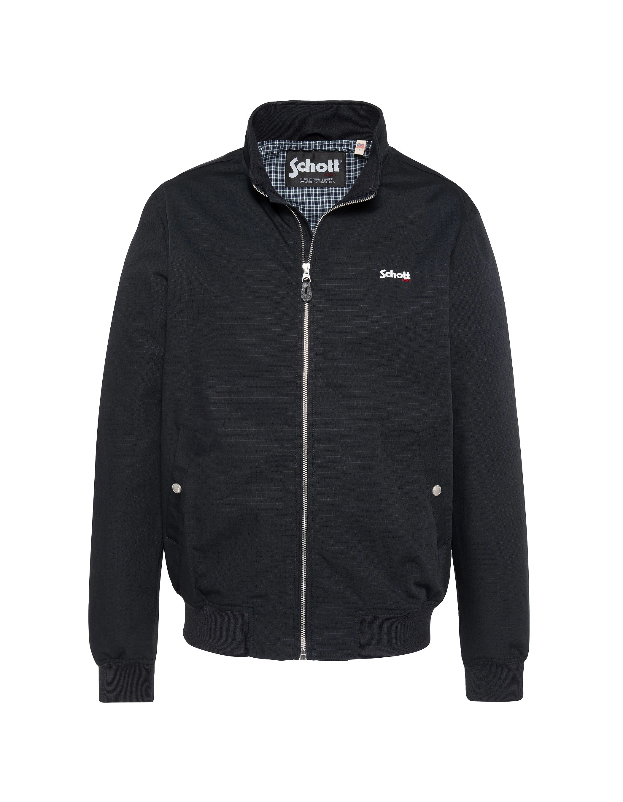 Casual navy blue jacket with checked lining - CLEVELAND | Schott NYC®