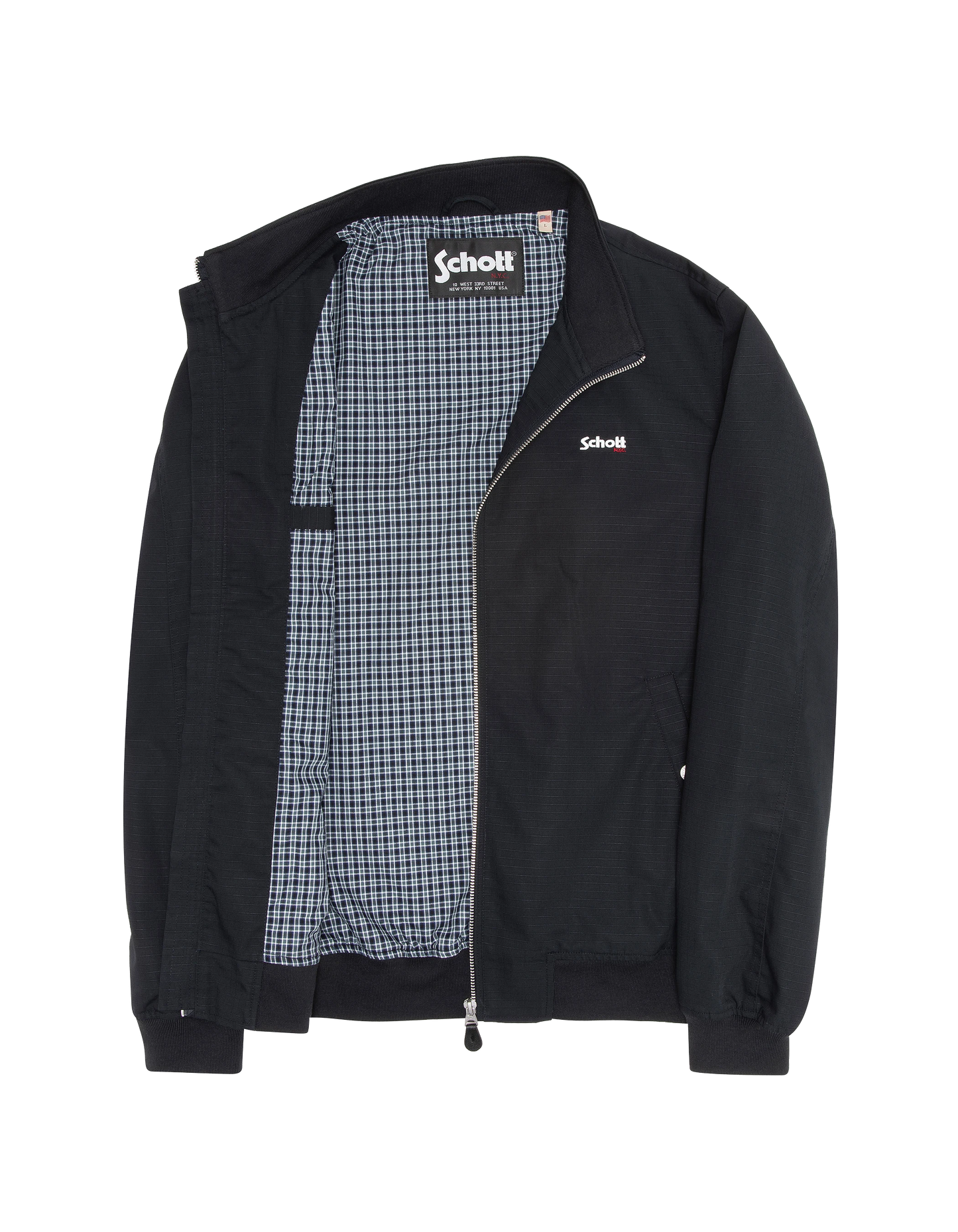 Blouson casual bleu marine avec doublure à carreaux