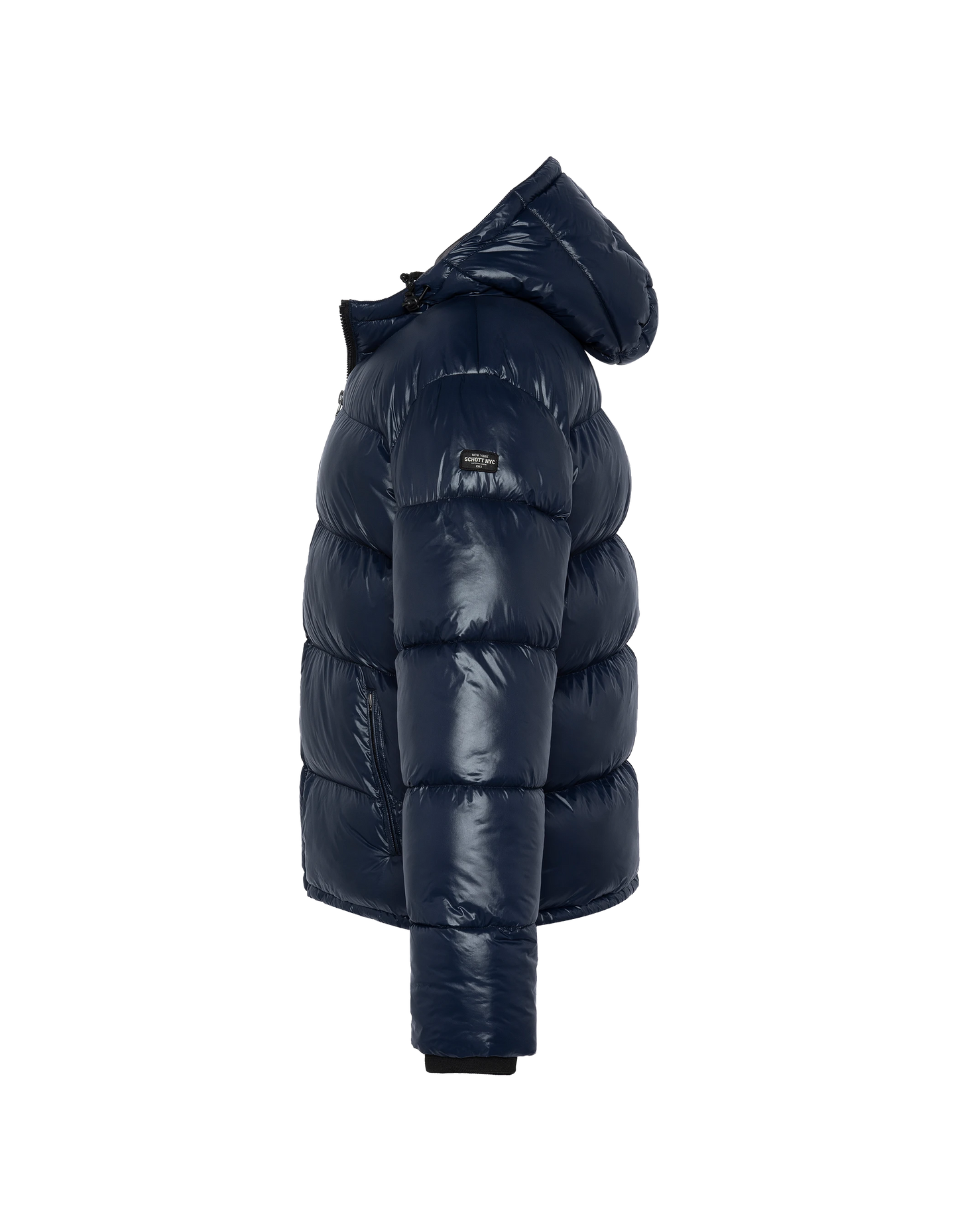 Doudoune bleu marine à capuche shiny