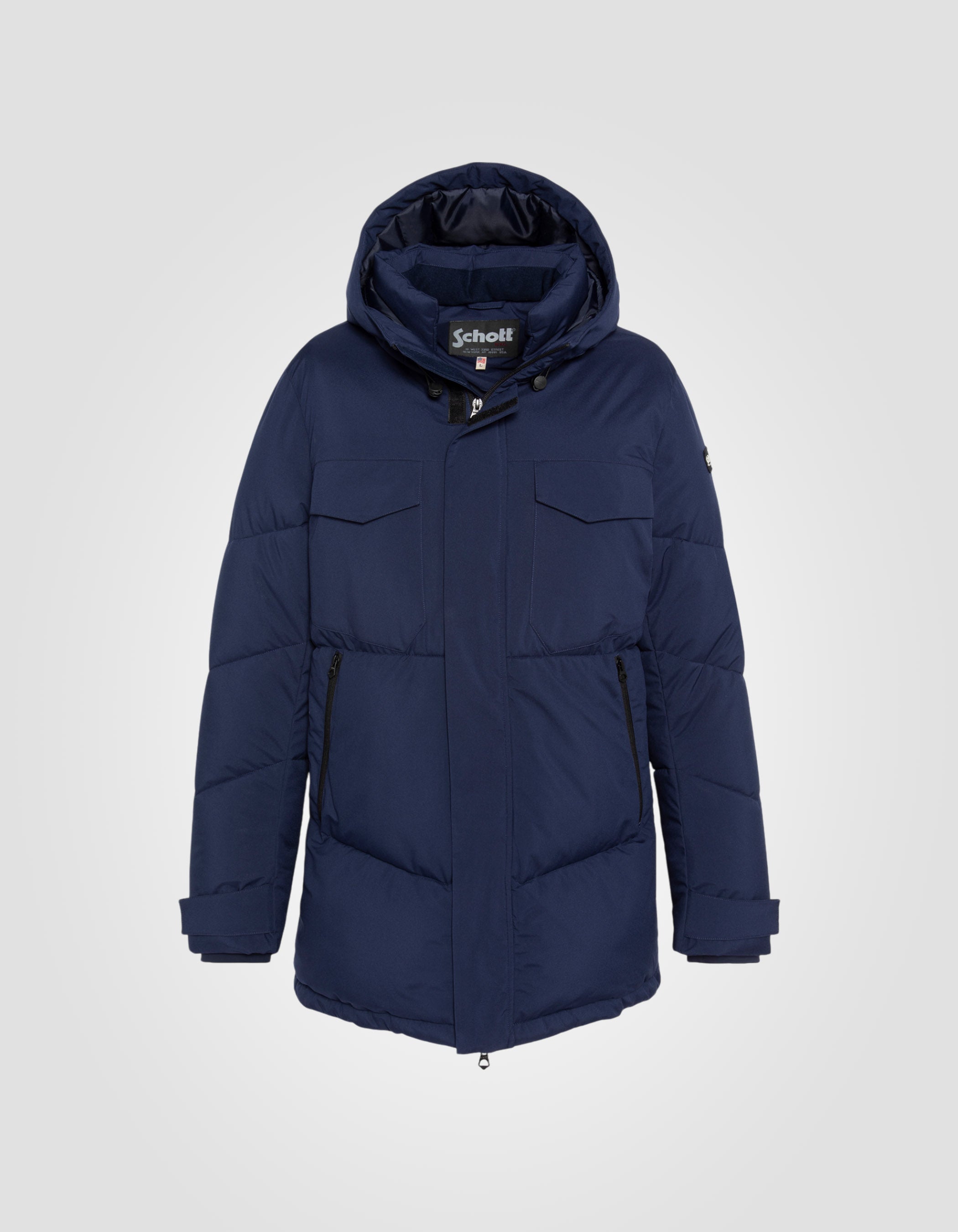 Royal Hooded Bleu Long Down jacket Conal Schott NYC®