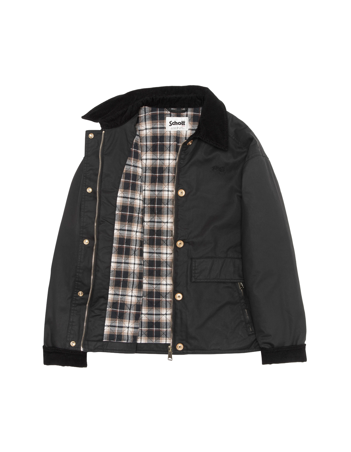 Veste farmer noire en coton ciré