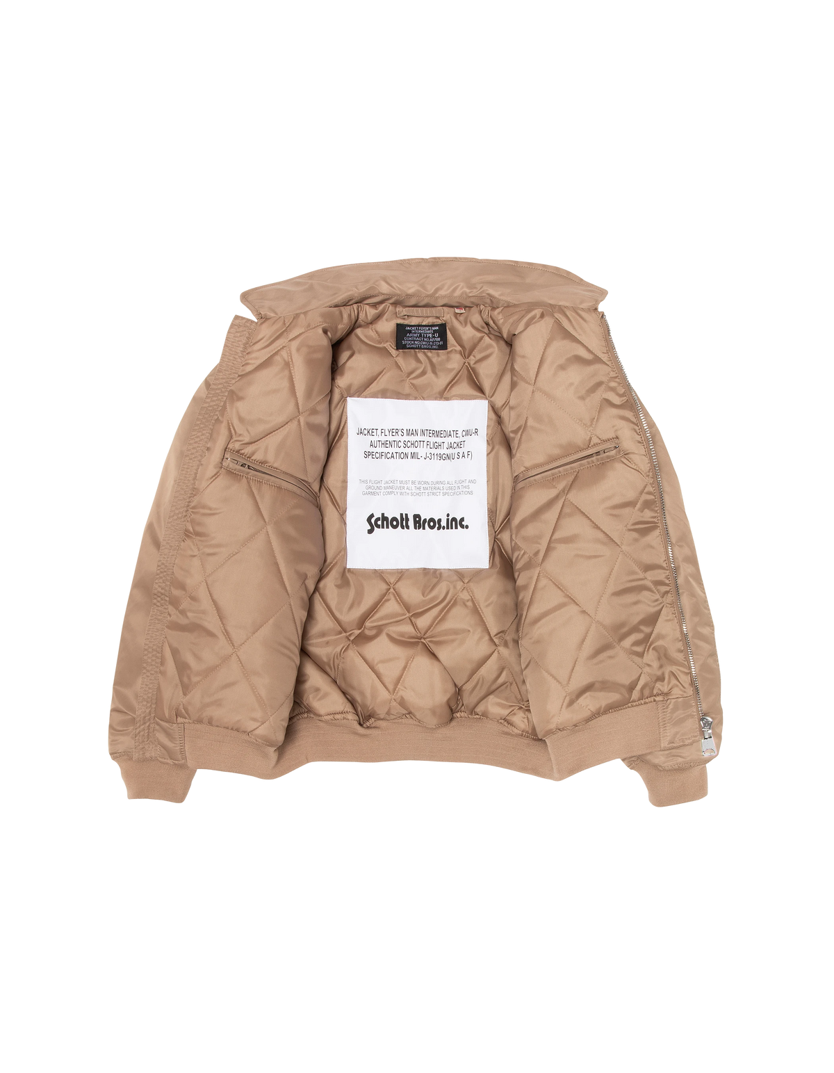 Bomber da pilota CWU color sabbia in nylon riciclato, vestibilità comoda