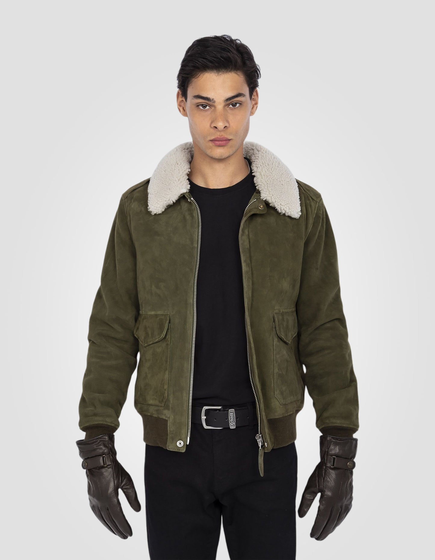 Druckbraune Handschuhe, Ziegenleder