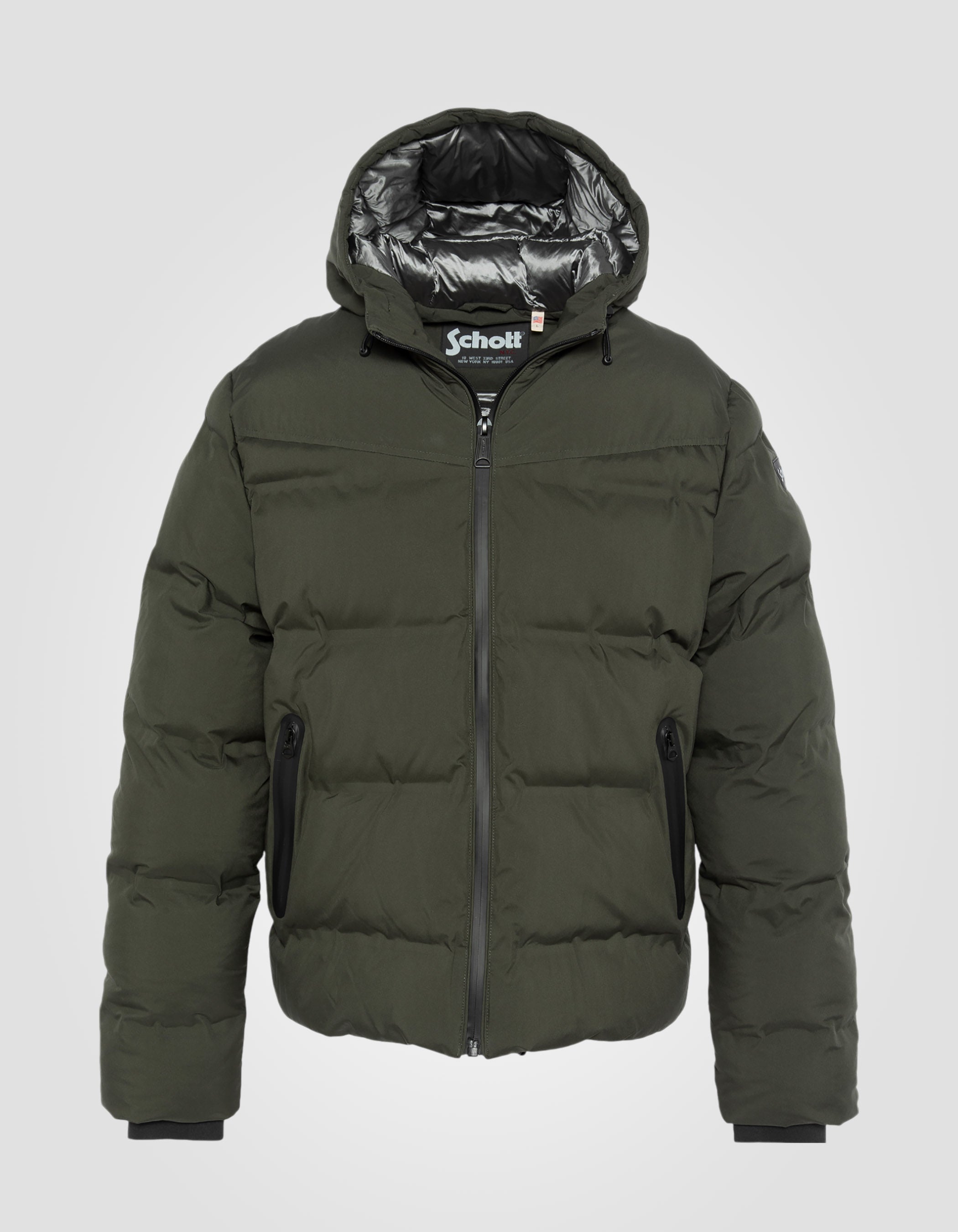 Khaki -Jacke mit Kapuzen in Süd, Matt Fabric Inland Schott NYC®