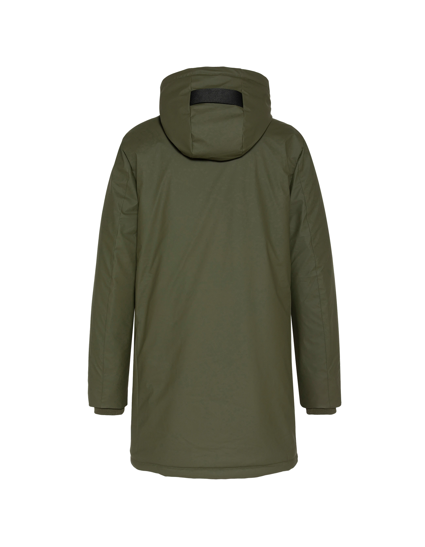 Coupe-vent long kaki à capuche doublé sherpa