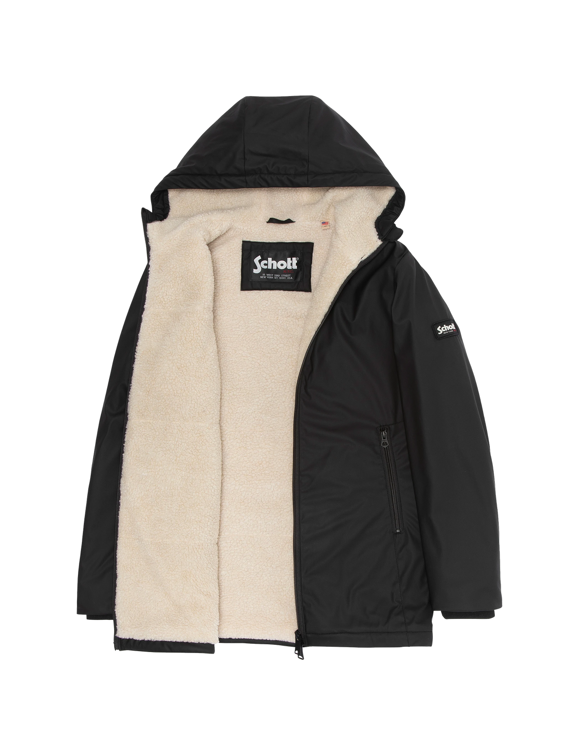 Parka noire multipoches à capuche