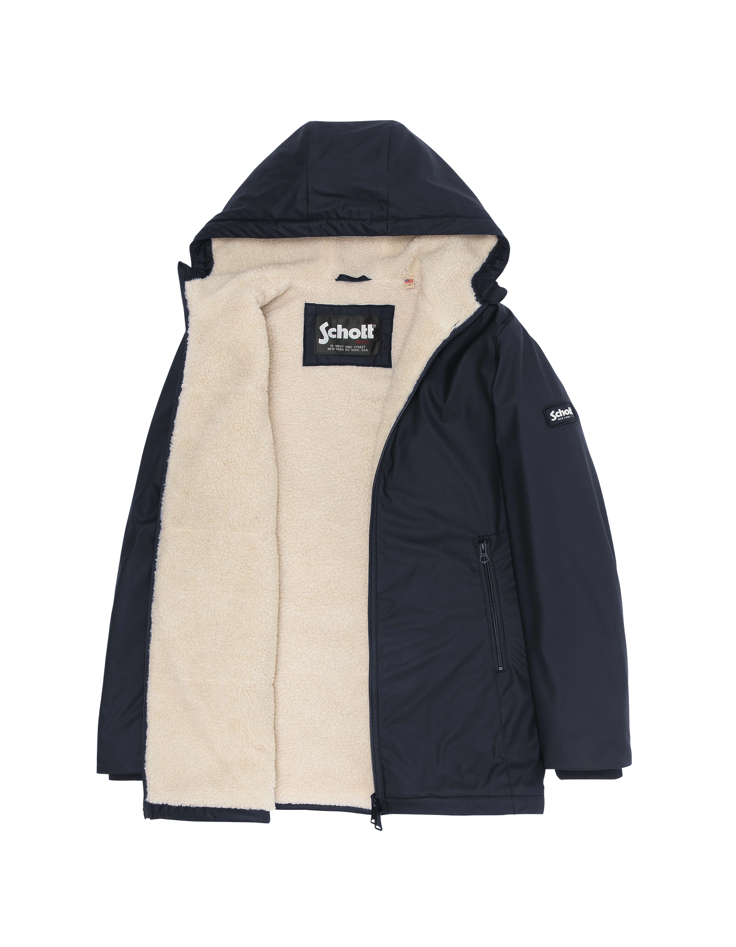Parka bleu marine multipoches à capuche
