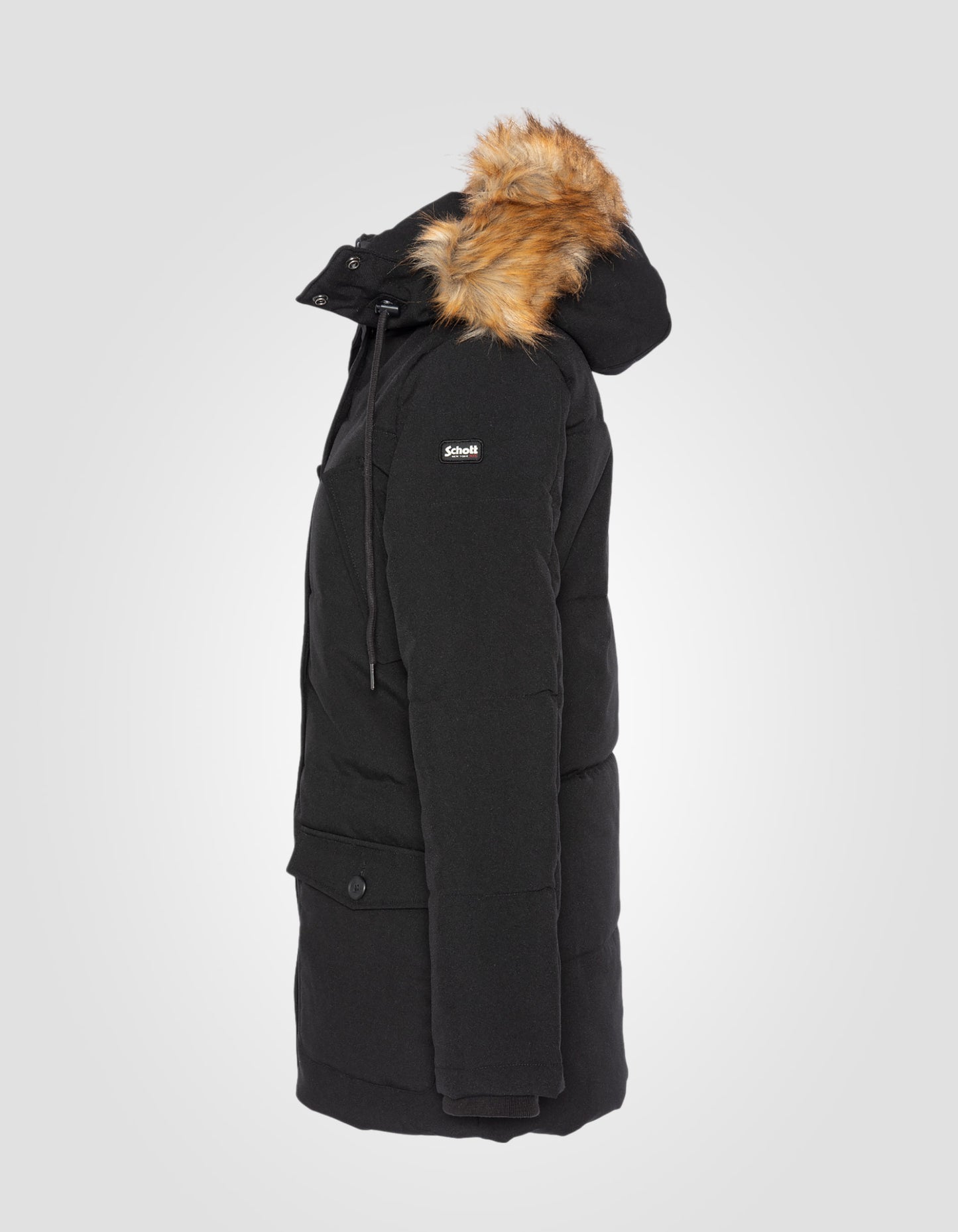 Schwarzer Kapuzenparka