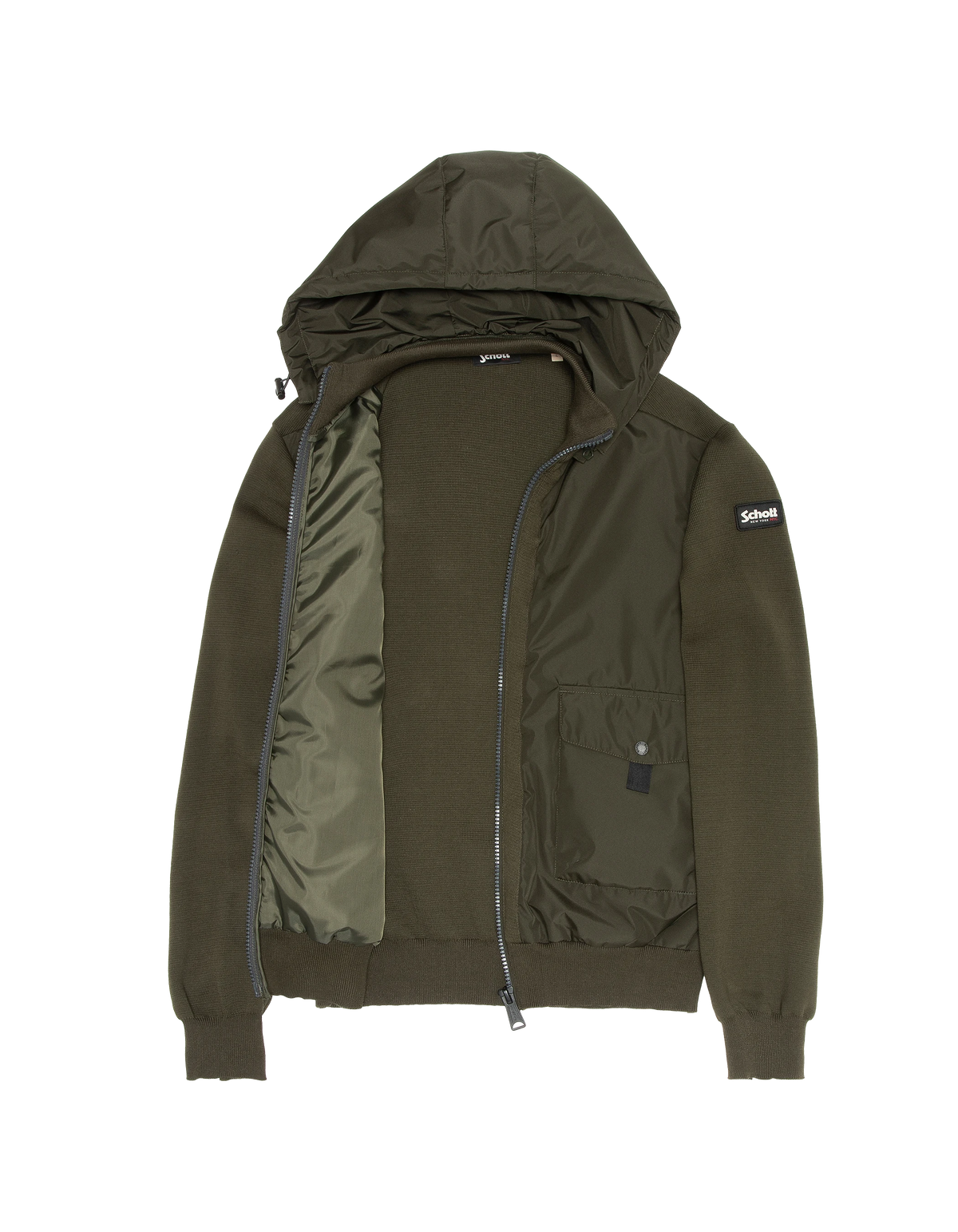 Blouson army bi-matière kaki foncé